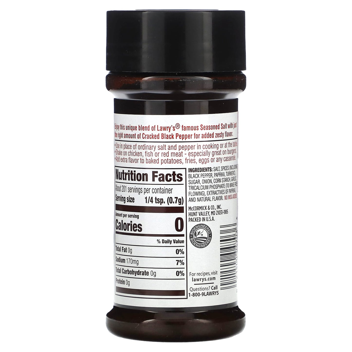 Lawry's, Seasoned Salt With Cracked Black Pepper, 5 oz (141 g) - Image 2