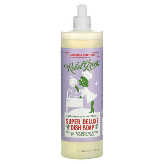 Rebel Green, Super Deluxe Dish Soap, Lavender & Grapefruit, 16 fl oz (473 ml) - Image 1