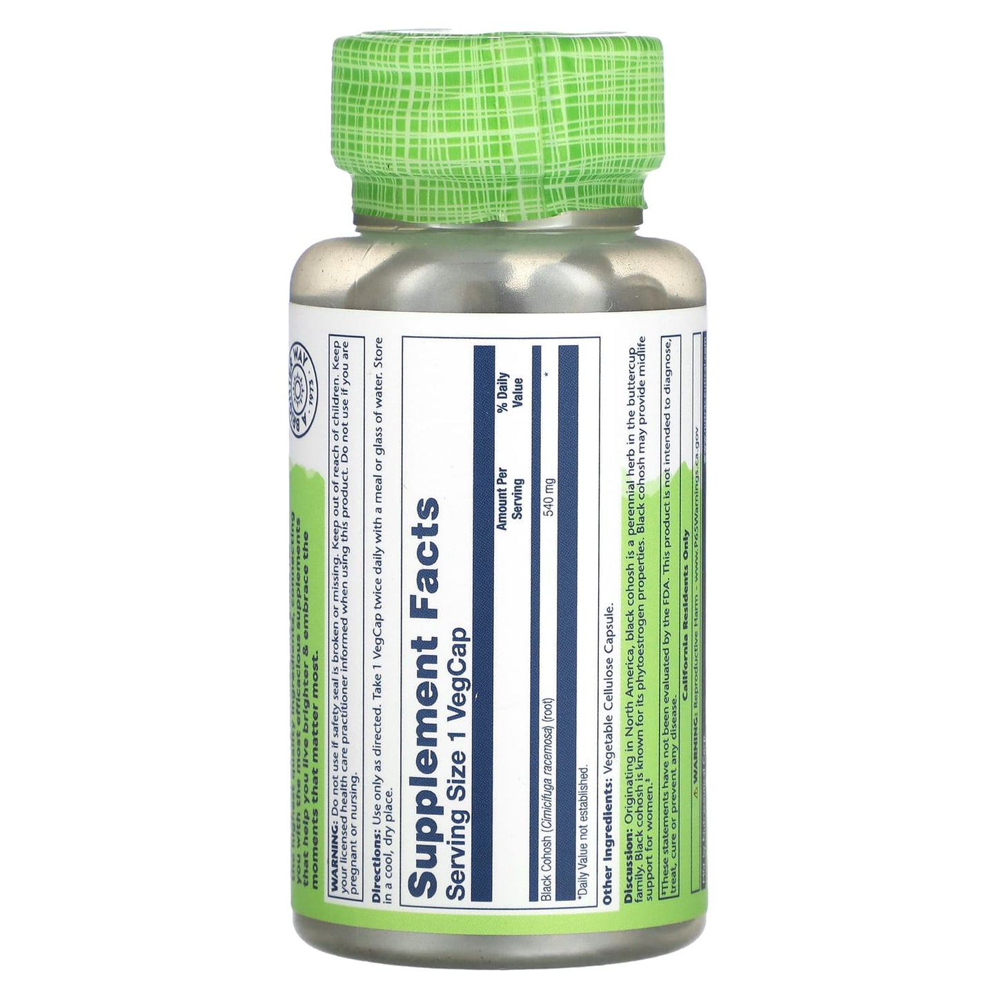 Solaray, True Herbs, Black Cohosh, 540 mg , 100 VegCaps - Image 2