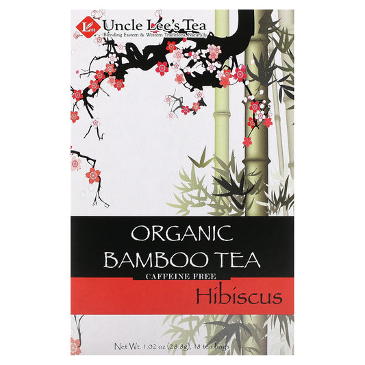 Uncle Lee's Tea, Organic Bamboo Tea, Hibiscus, Caffeine Free, 18 Tea Bags, 1.02 oz (28.8 g) - Image 1