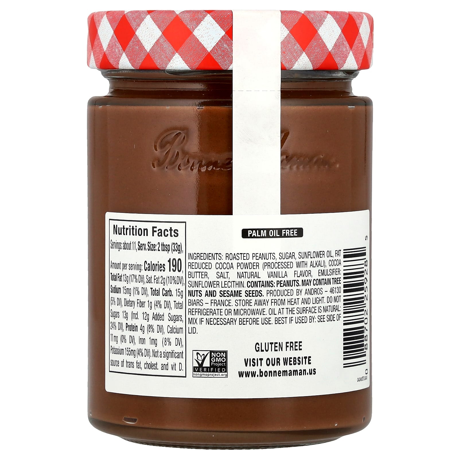 Delicious French Peanut Chocolate Spread by Bonne Maman, 12.3 oz (350g) - Image 2