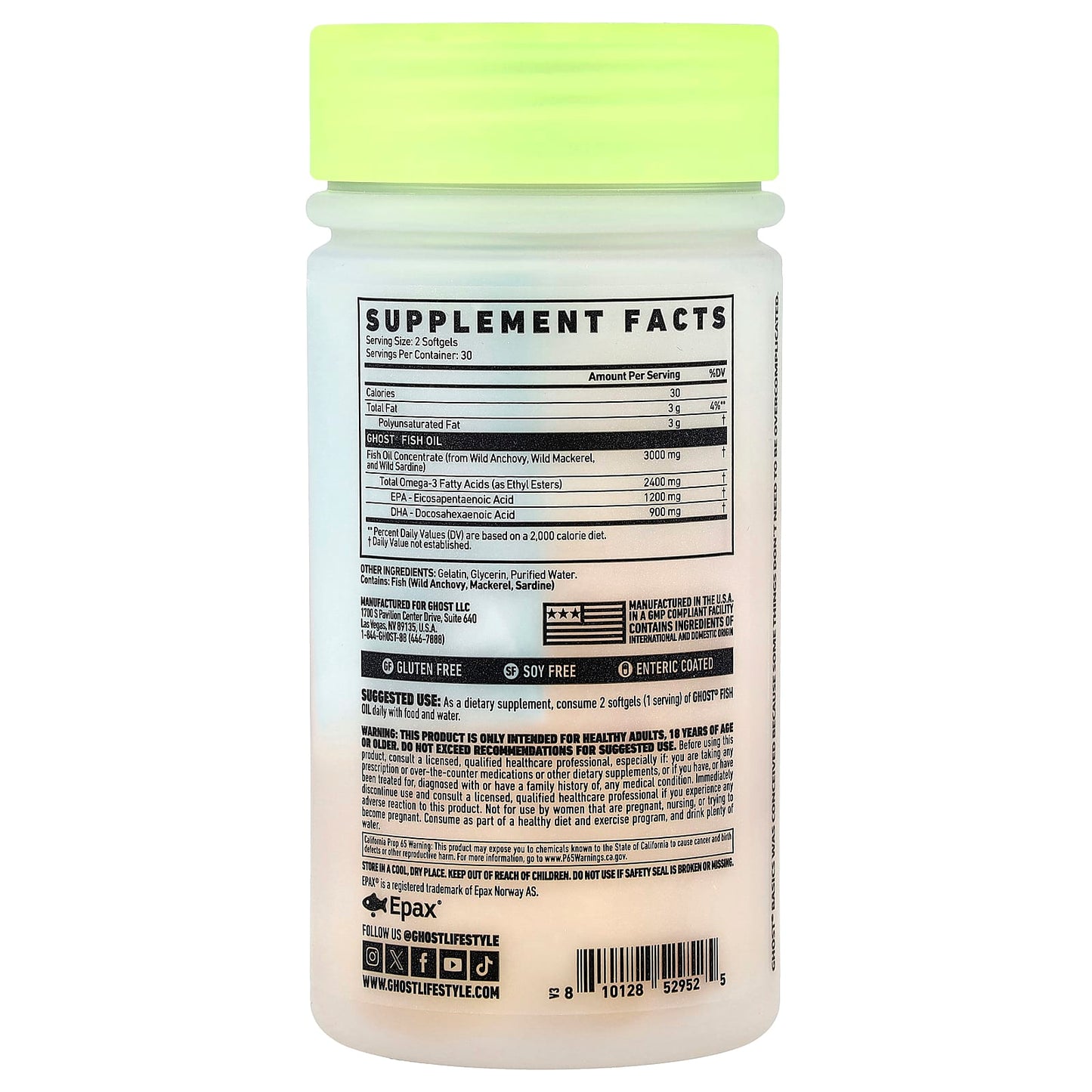 Ghost Basics Fish Oil 2.4G Omega-3 Softgels - Brain and Heart Health - Image 2