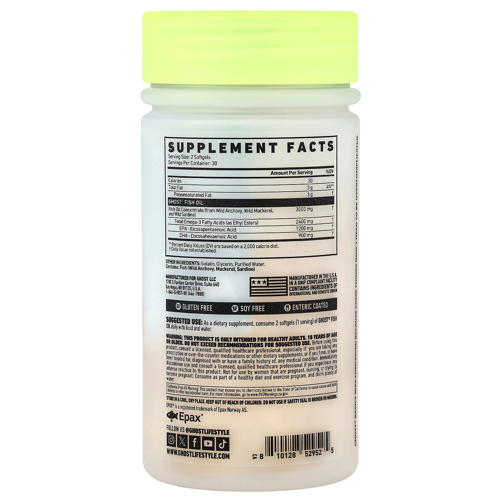 Ghost Basics Fish Oil 2.4G Omega-3 Softgels - Brain and Heart Health - Image 2