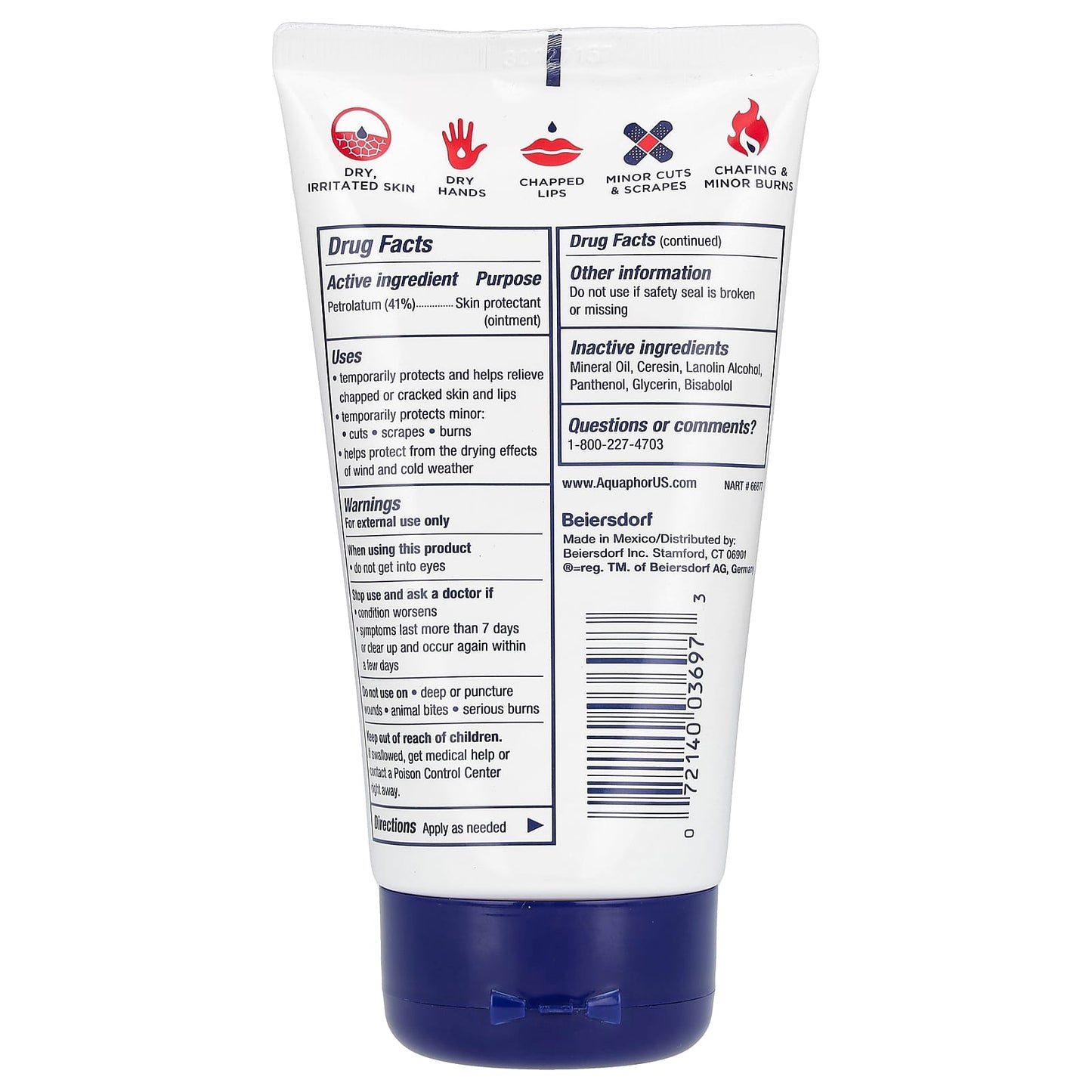 Aquaphor Fragrance-Free Healing Ointment, Advanced Therapy for Dry Skin, 5 oz - Image 2