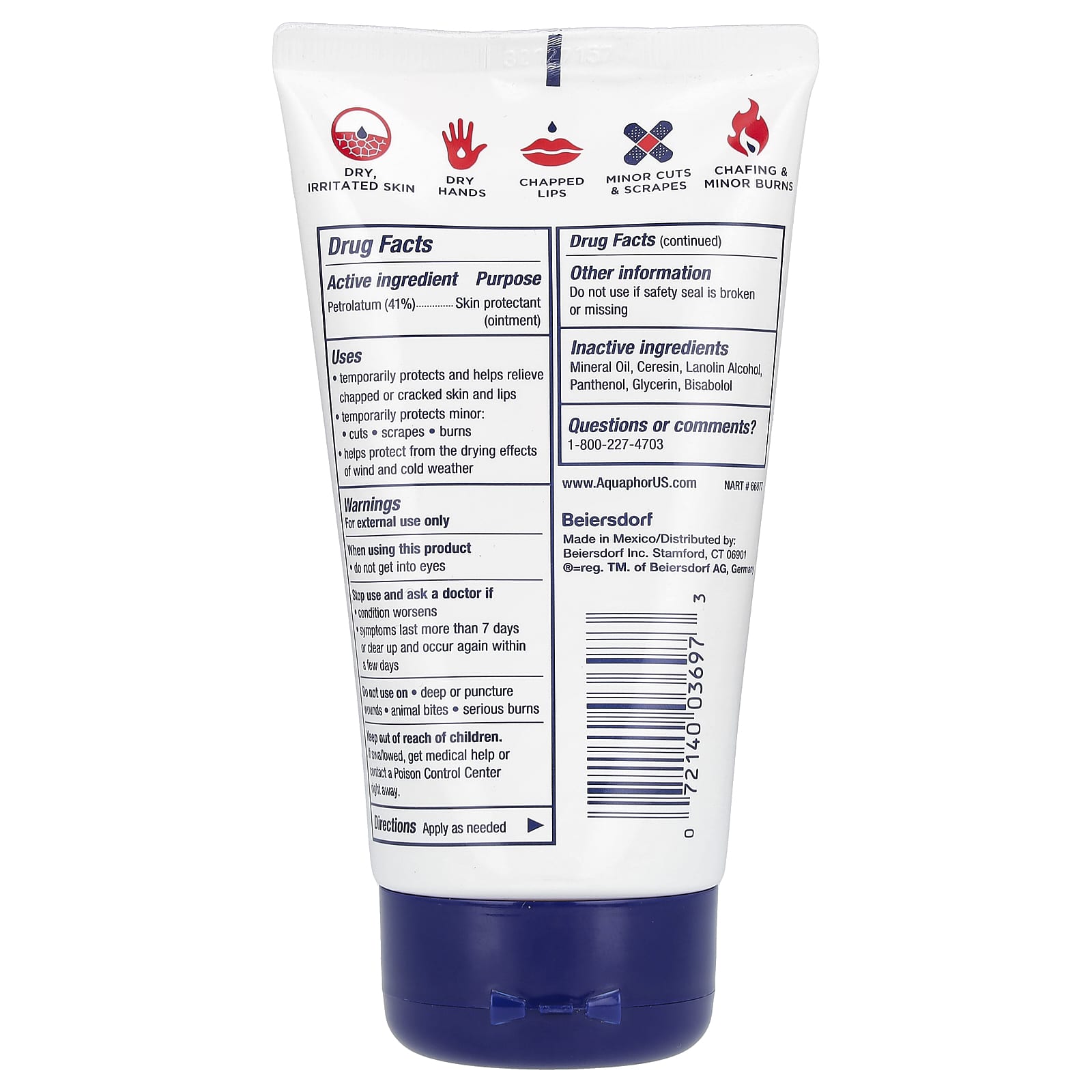Aquaphor Fragrance-Free Healing Ointment, Advanced Therapy for Dry Skin, 5 oz - Image 2