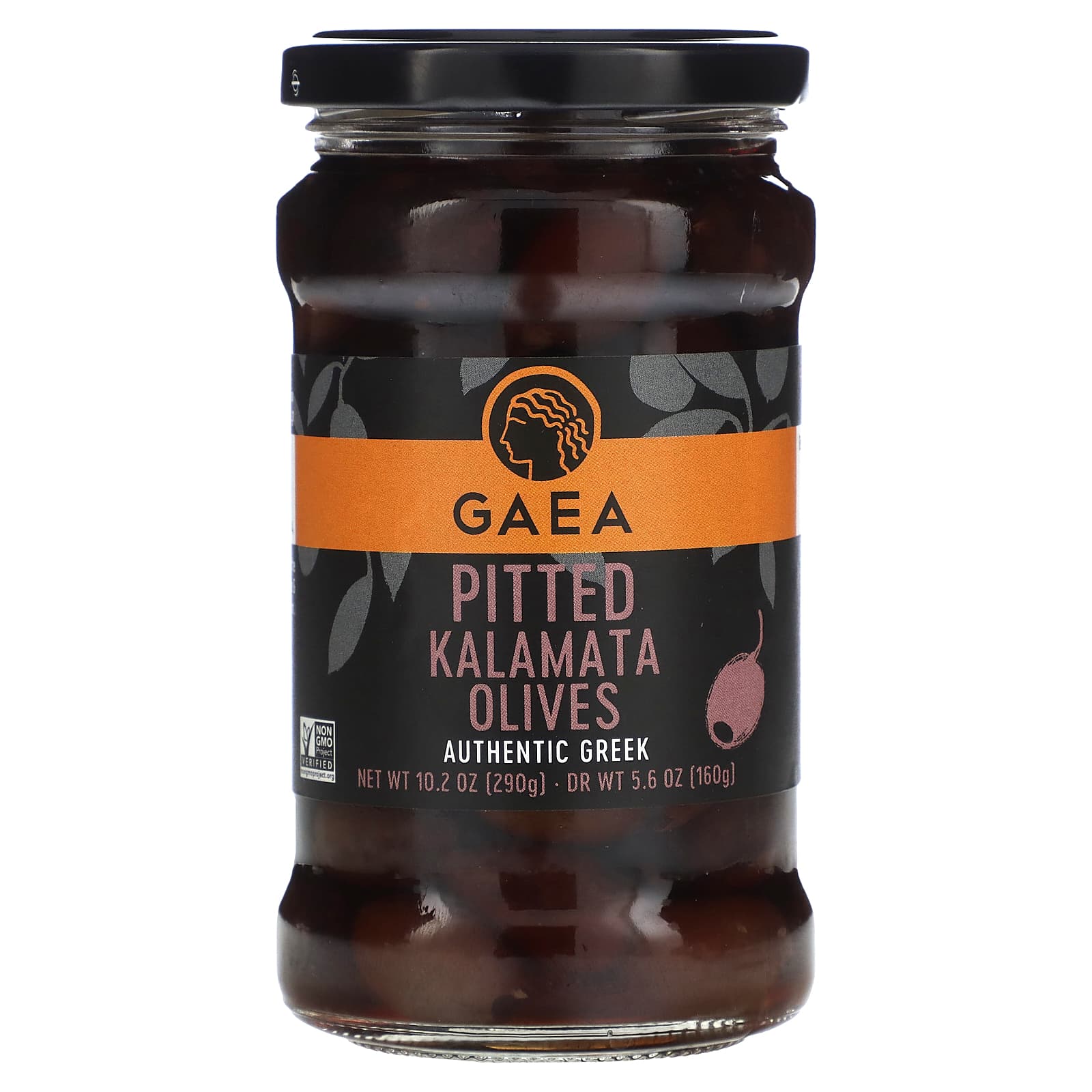 Authentic Greek Pitted Kalamata Olives by Gaea, 10.2 oz (290g) - Image 1