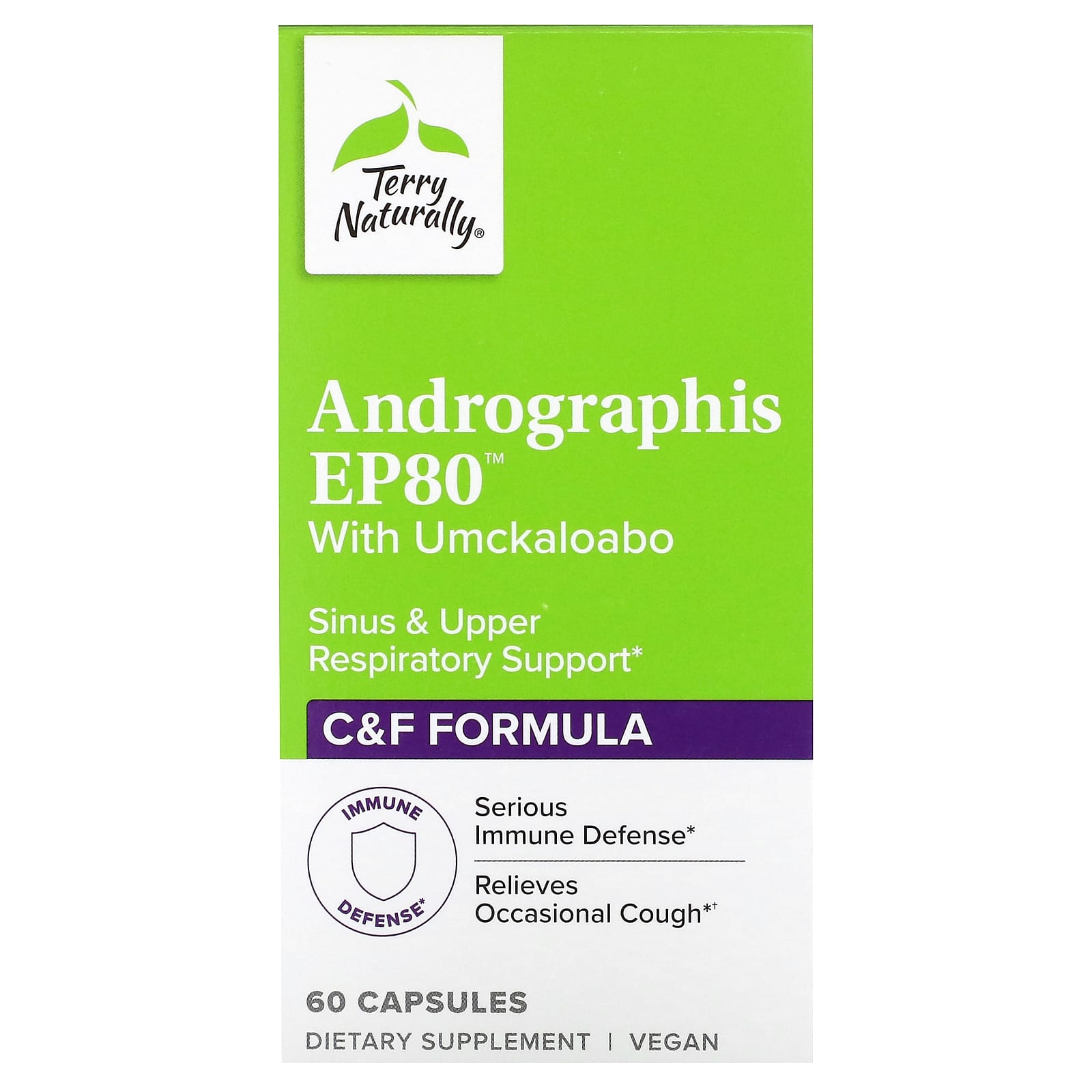 Terry Naturally, Andrographis EP80 with Umckaloabo, 60 Capsules - Image 1