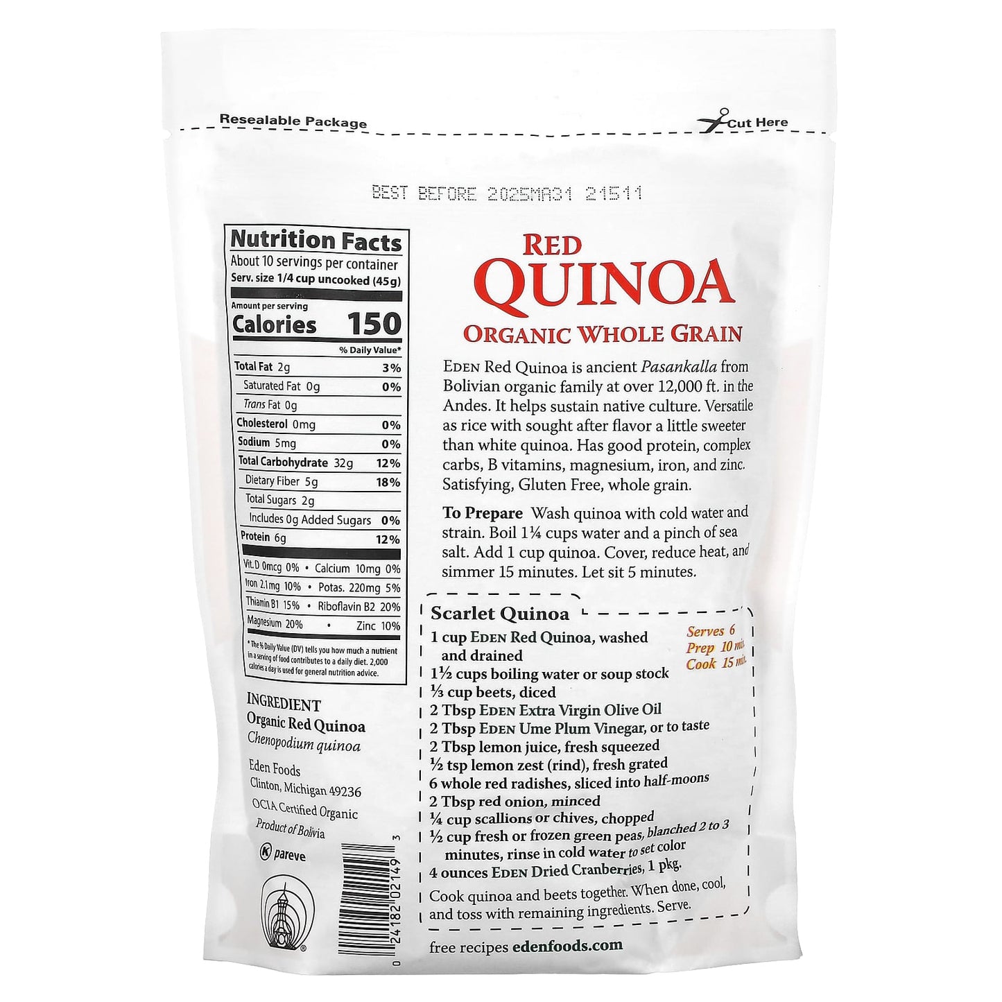 Organic Red Quinoa by Eden Foods | Non GMO & Gluten Free - Image 2