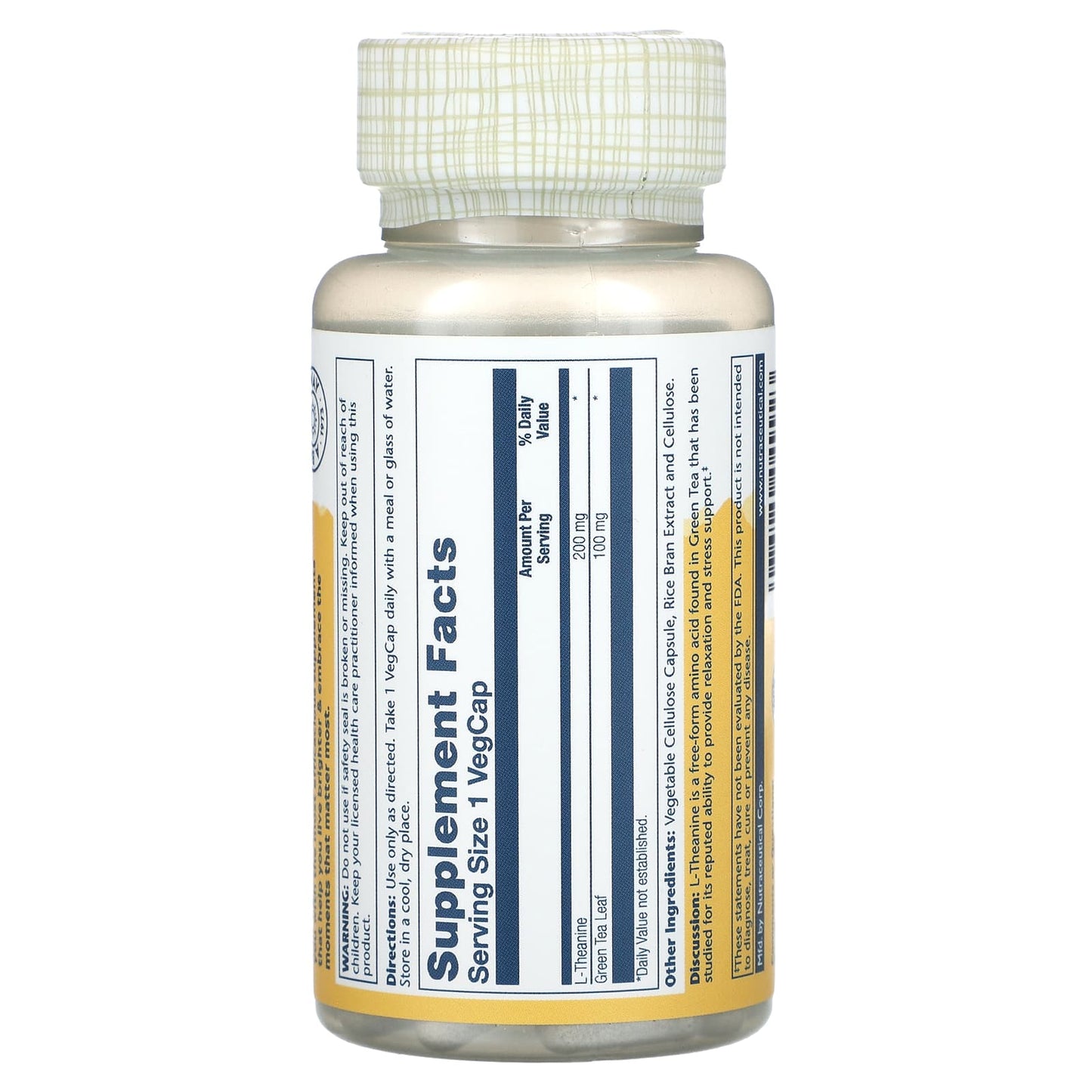 Solaray, L-Theanine With Green Tea, 200 mg, 45 VegCaps