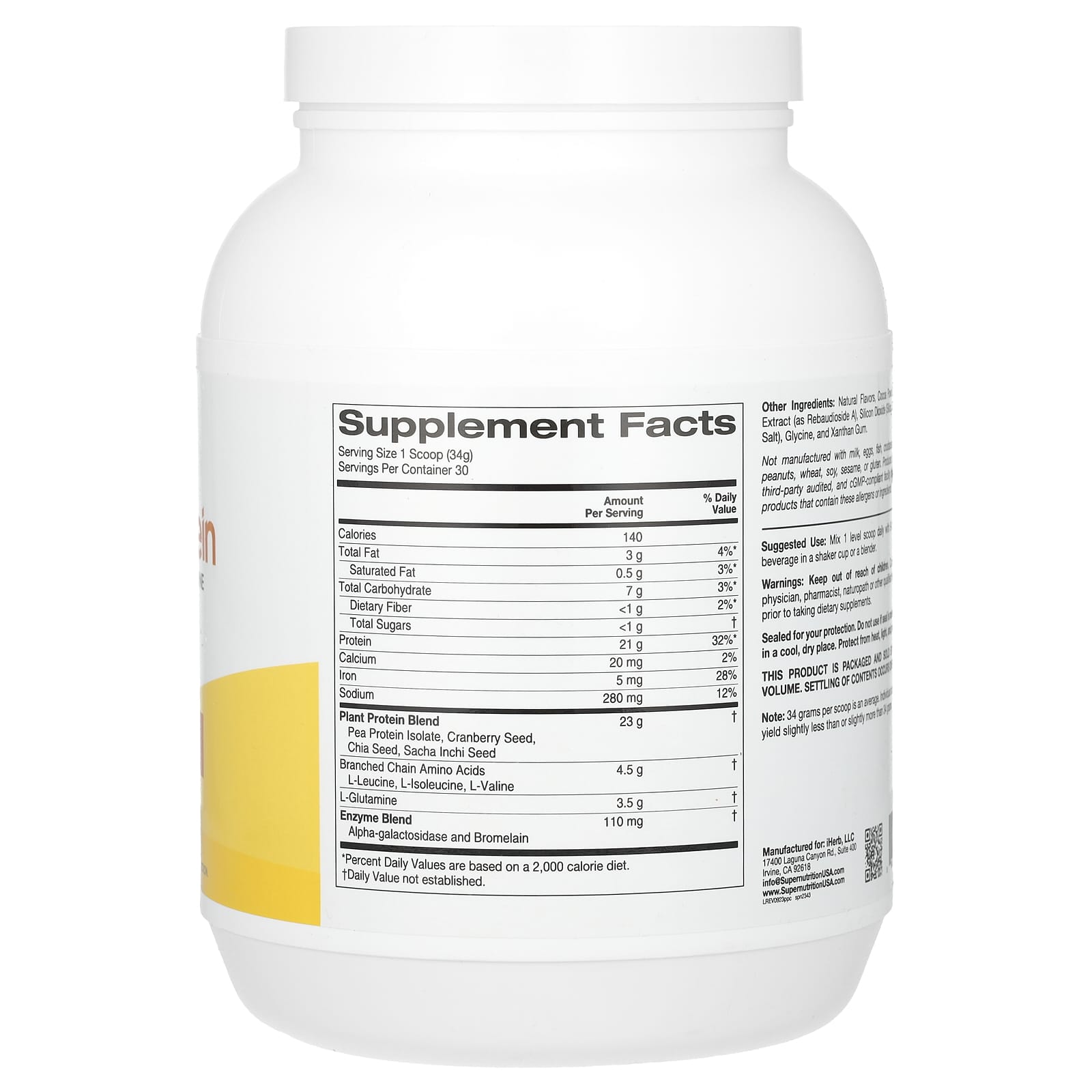 Perfect Plant Protein Powder by Super Nutrition - Natural Chocolate Flavor - Image 2