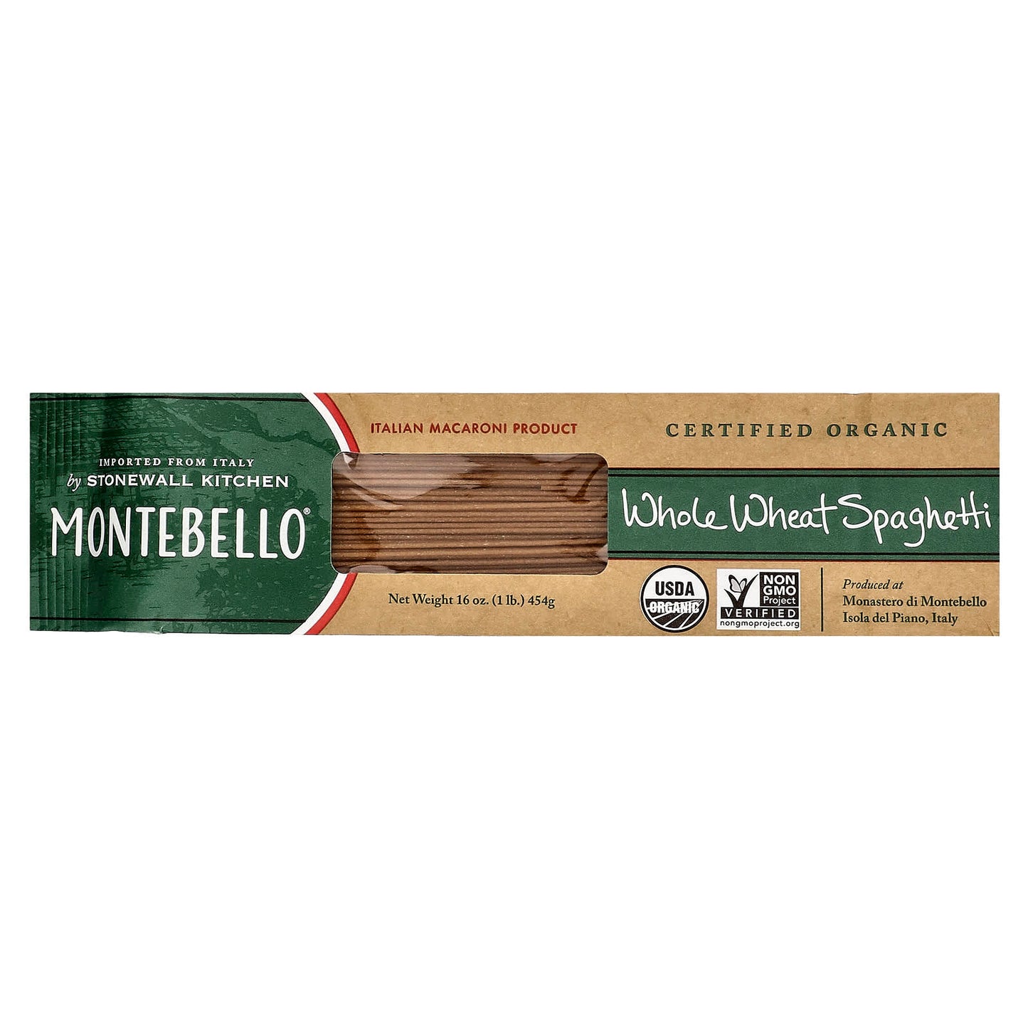 Montebello, Organic Whole Wheat Spaghetti, 16 oz (454 g) - Image 1