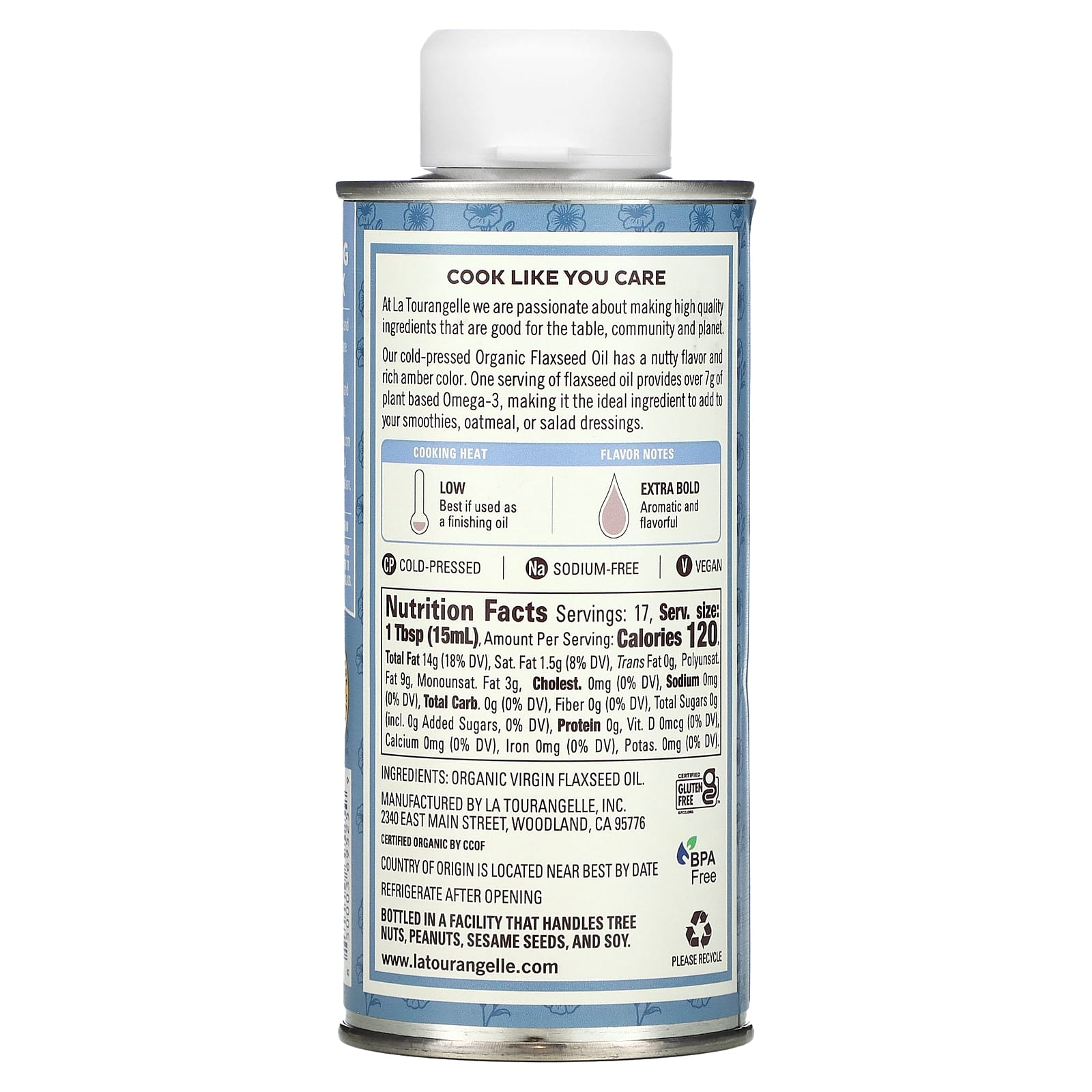 La Tourangelle, Organic Flaxseed Oil, 8.45 fl oz (250 ml) - Image 2