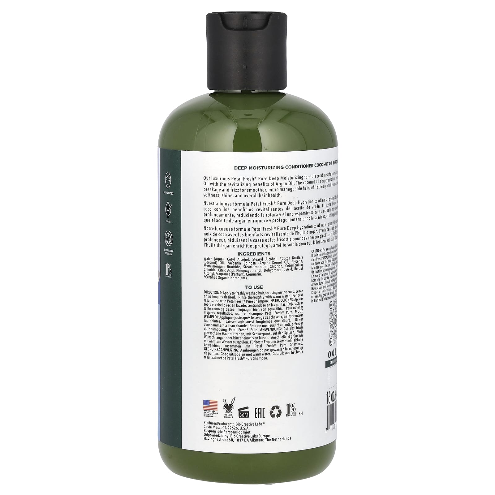 Petal Fresh, Pure, Deep Moisturizing Conditioner, Coconut Oil & Argan Oil, 16 fl oz (475 ml) - Image 2