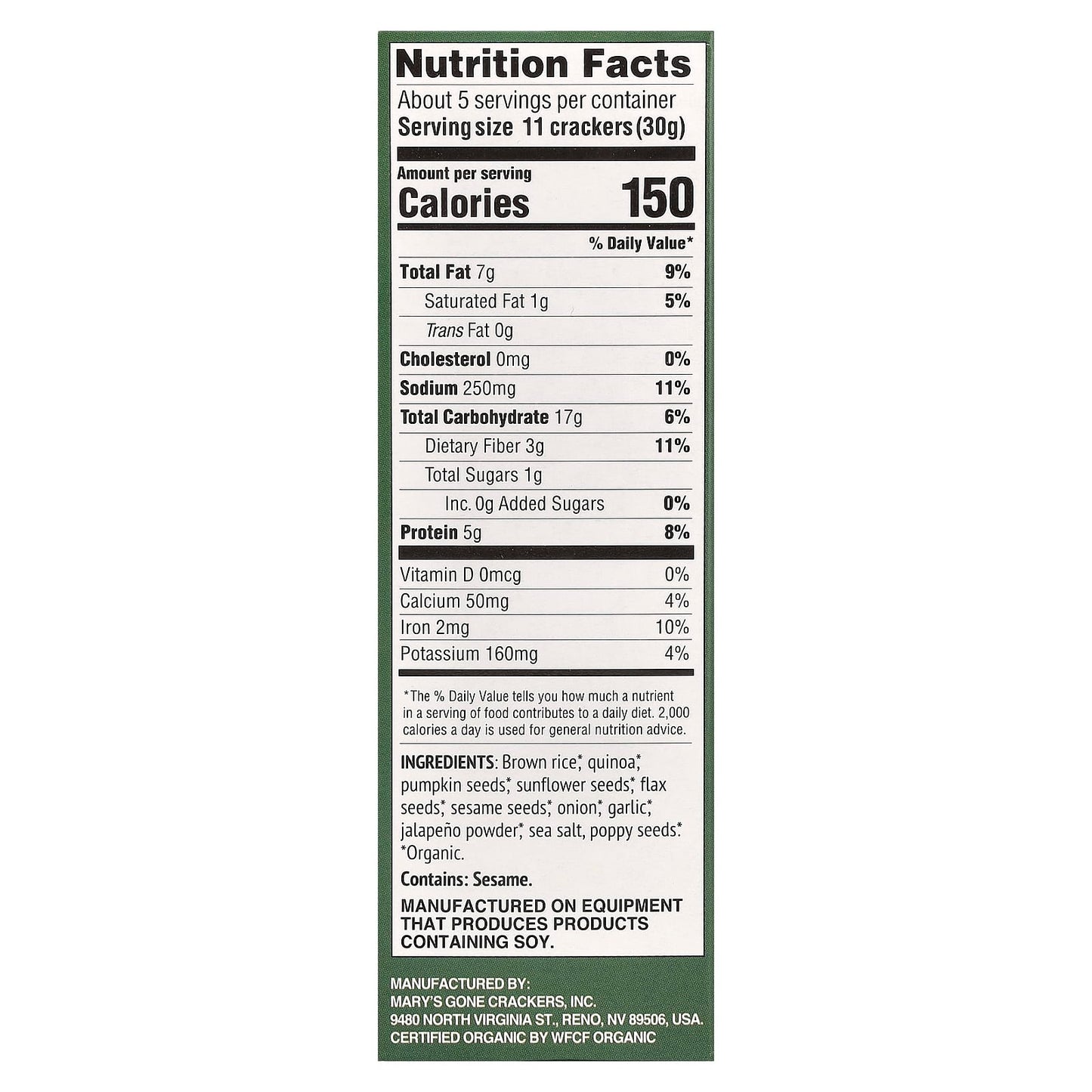 Mary's Gone Crackers, Organic Super Seed, Jalapeno Crackers, Medium, 5.5 oz (156 g) - Image 2