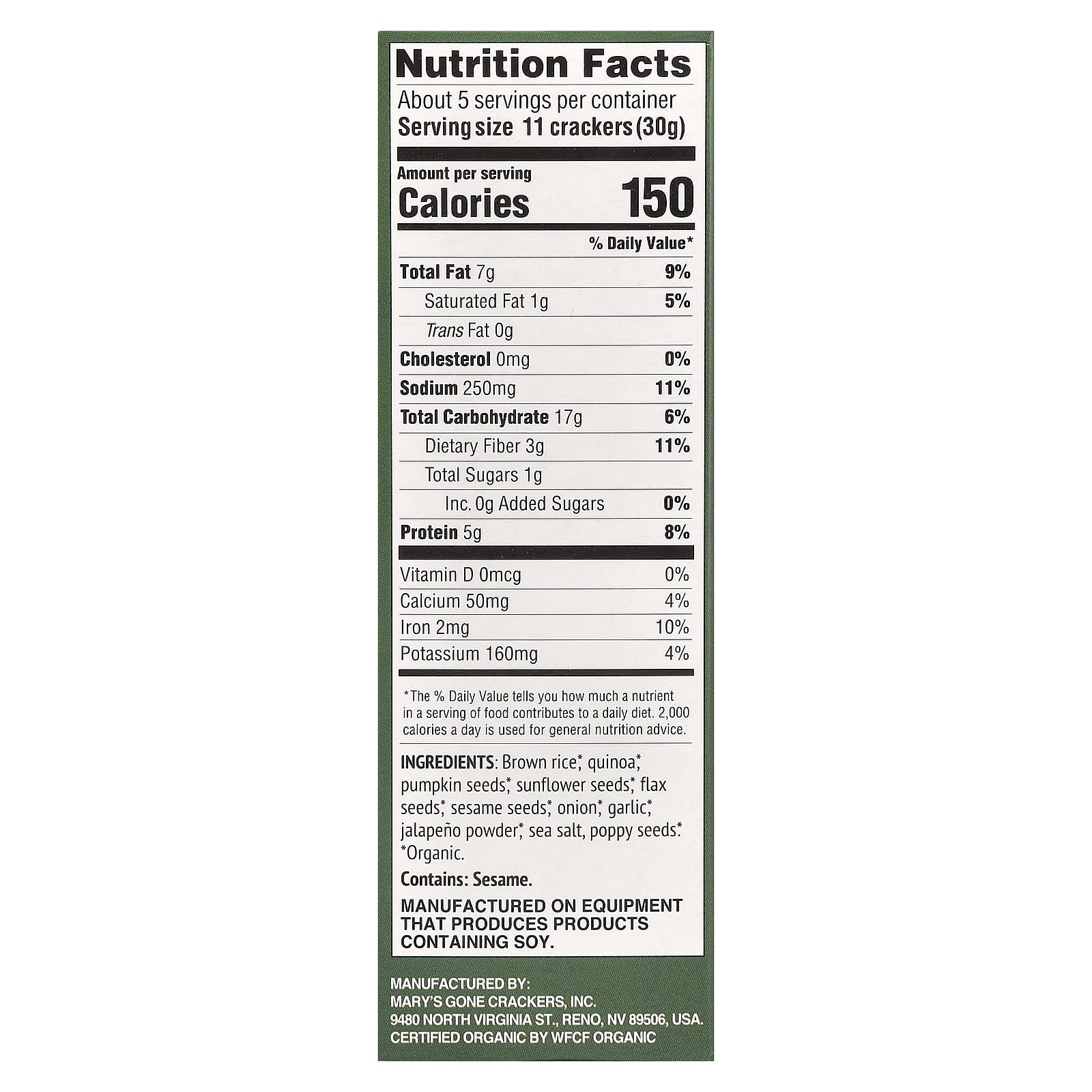 Mary's Gone Crackers, Organic Super Seed, Jalapeno Crackers, Medium, 5.5 oz (156 g) - Image 2