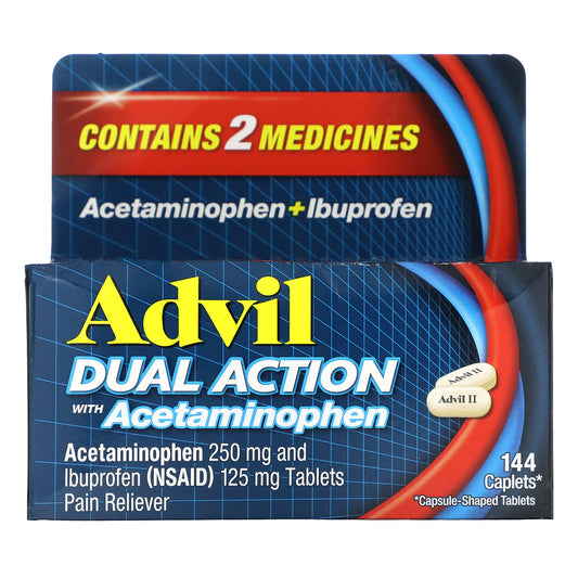 Advil Dual Action Pain Relief with Acetaminophen & Ibuprofen, 144 Caplets - Image 1