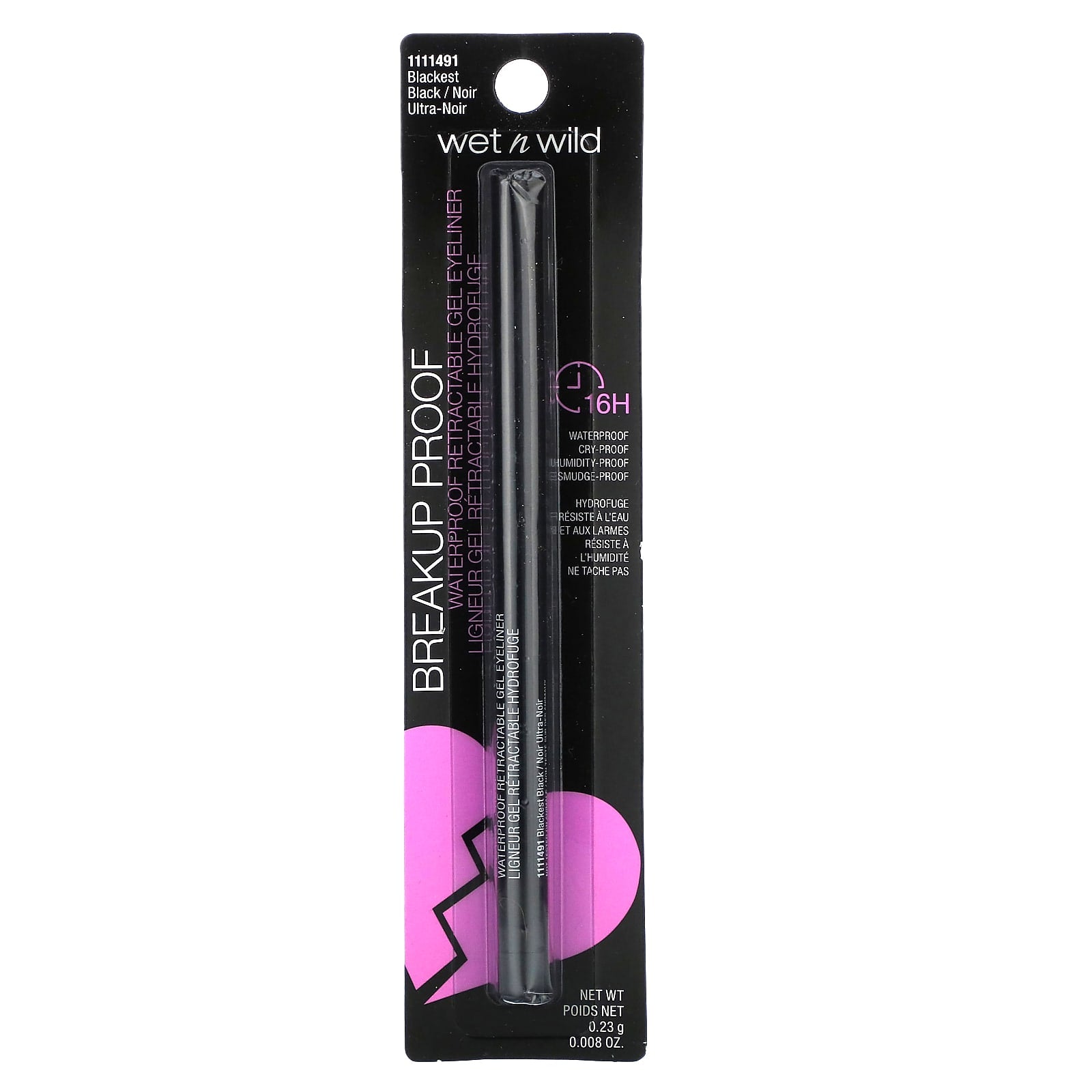 wet n wild, Breakup Proof, Waterproof Retractable Gel Eyeliner, 1111491 Blackest Black, 0.008 oz (0.23 g) - Image 2