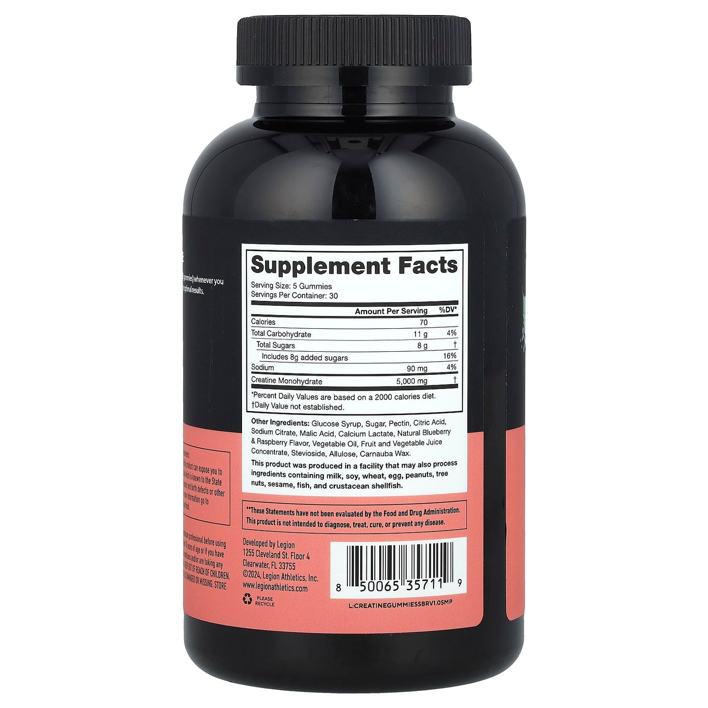 Legion Athletics, Creatine Gummies, Sour Blue Raspberry, 150 Gummies - Image 2