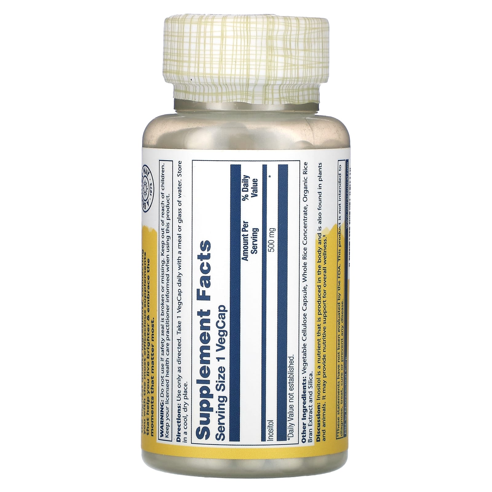 Solaray, Inostitol, 500 mg, 100 VegCaps - Image 2