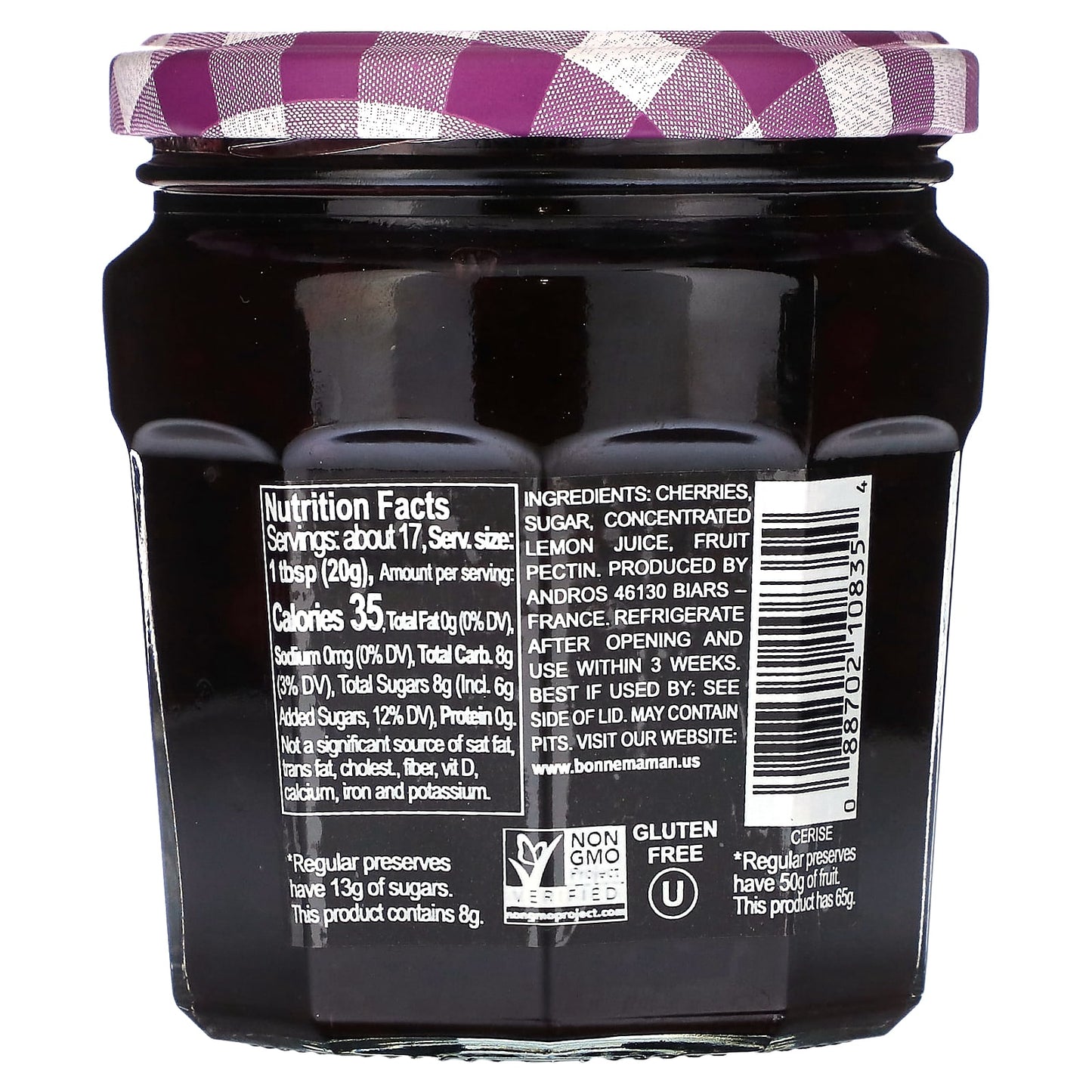 Bonne Maman Cherry Fruit Spread - 30% More Fruit & 38% Less Sugar - Image 2