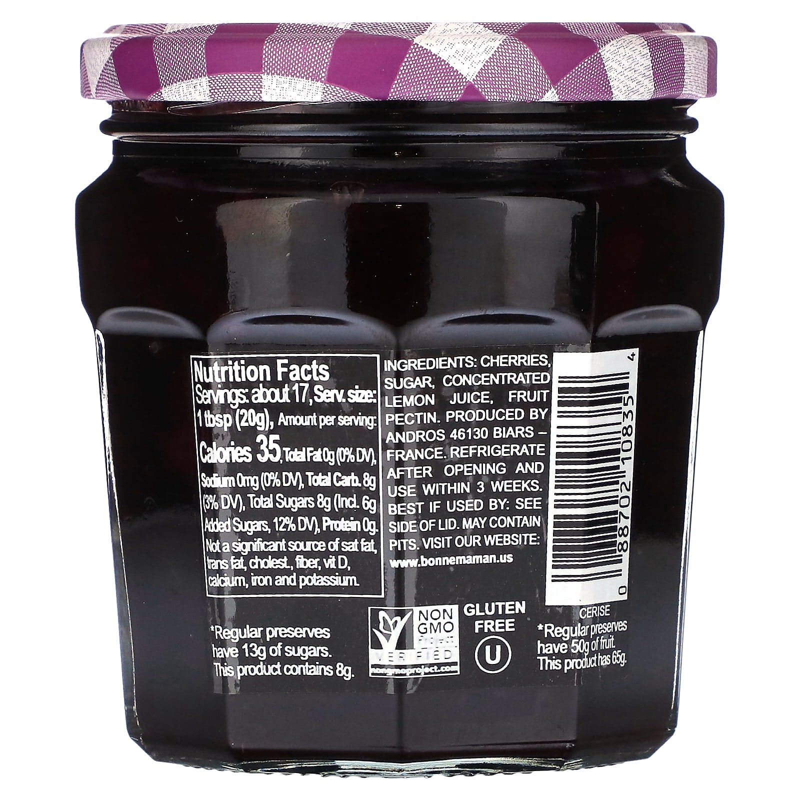 Bonne Maman Cherry Fruit Spread - 30% More Fruit & 38% Less Sugar - Image 2