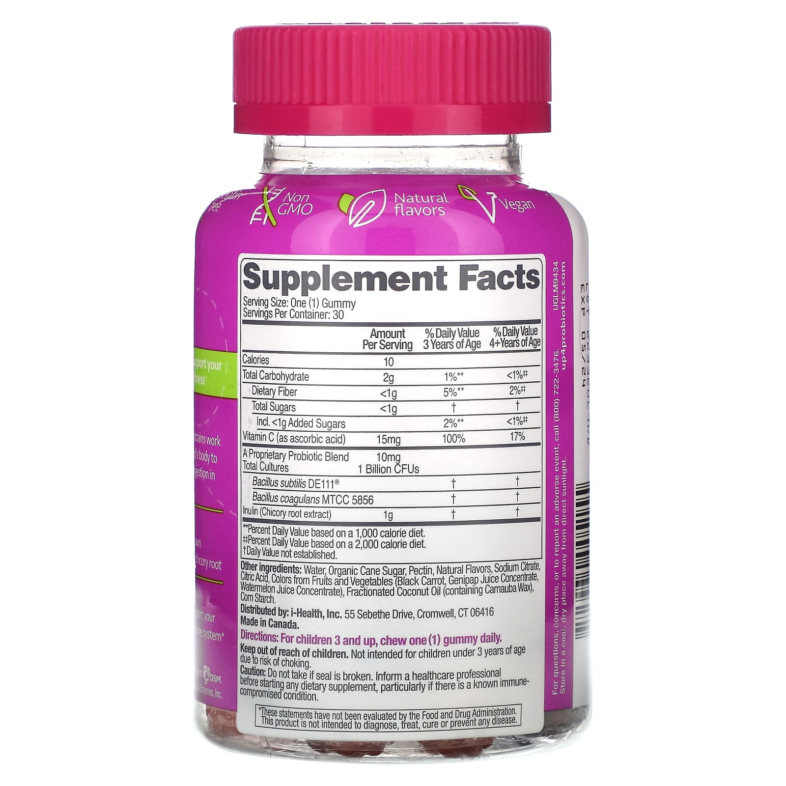 up4, Probiotics Kids Gummies,  Berry Delicious, 30 Gummies - Image 2