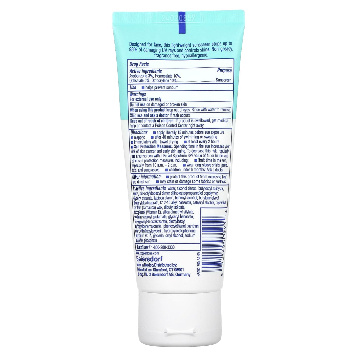 Coppertone Oil Free Sunscreen Lotion, SPF 45, 2.5 fl oz - Image 2