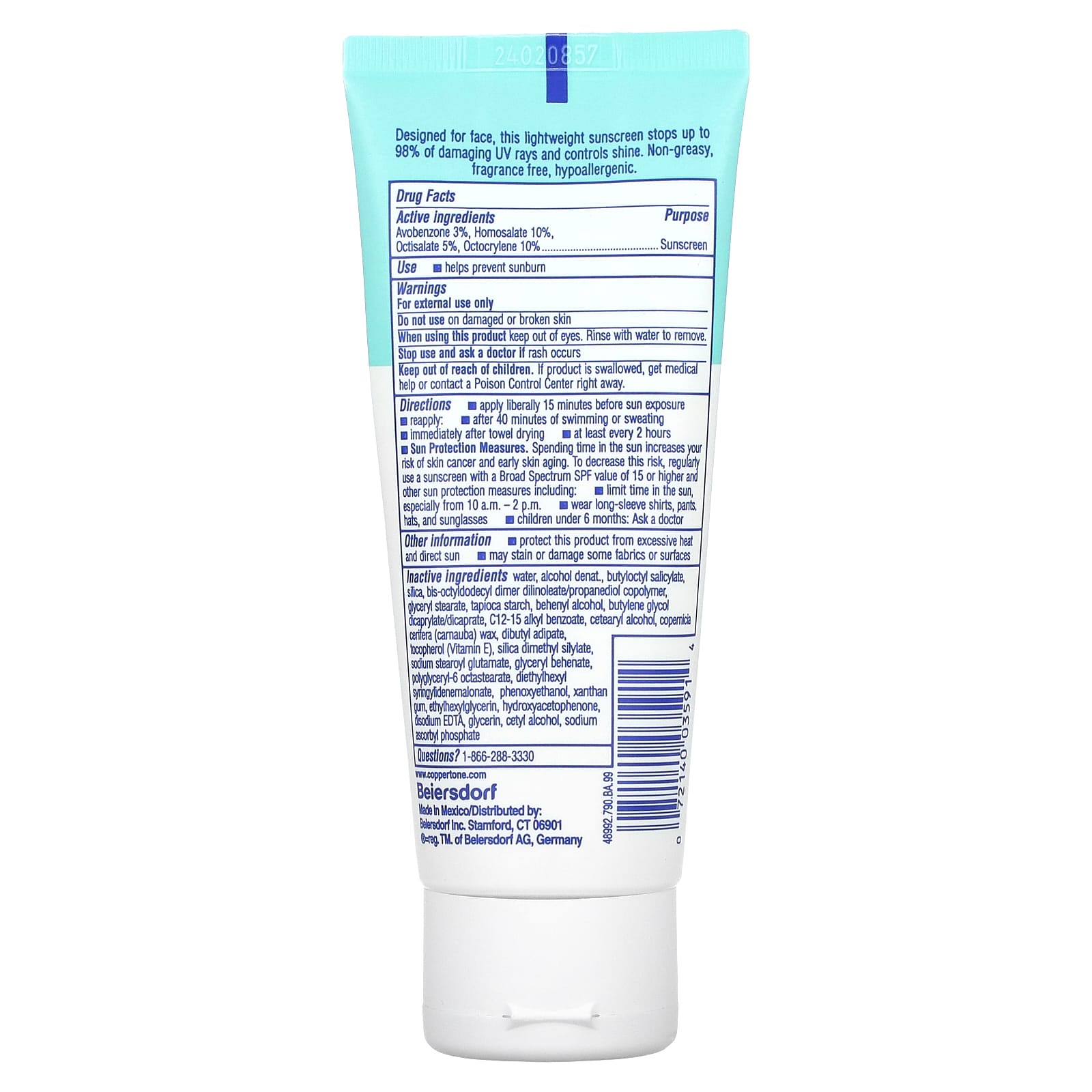 Coppertone Oil Free Sunscreen Lotion, SPF 45, 2.5 fl oz - Image 2