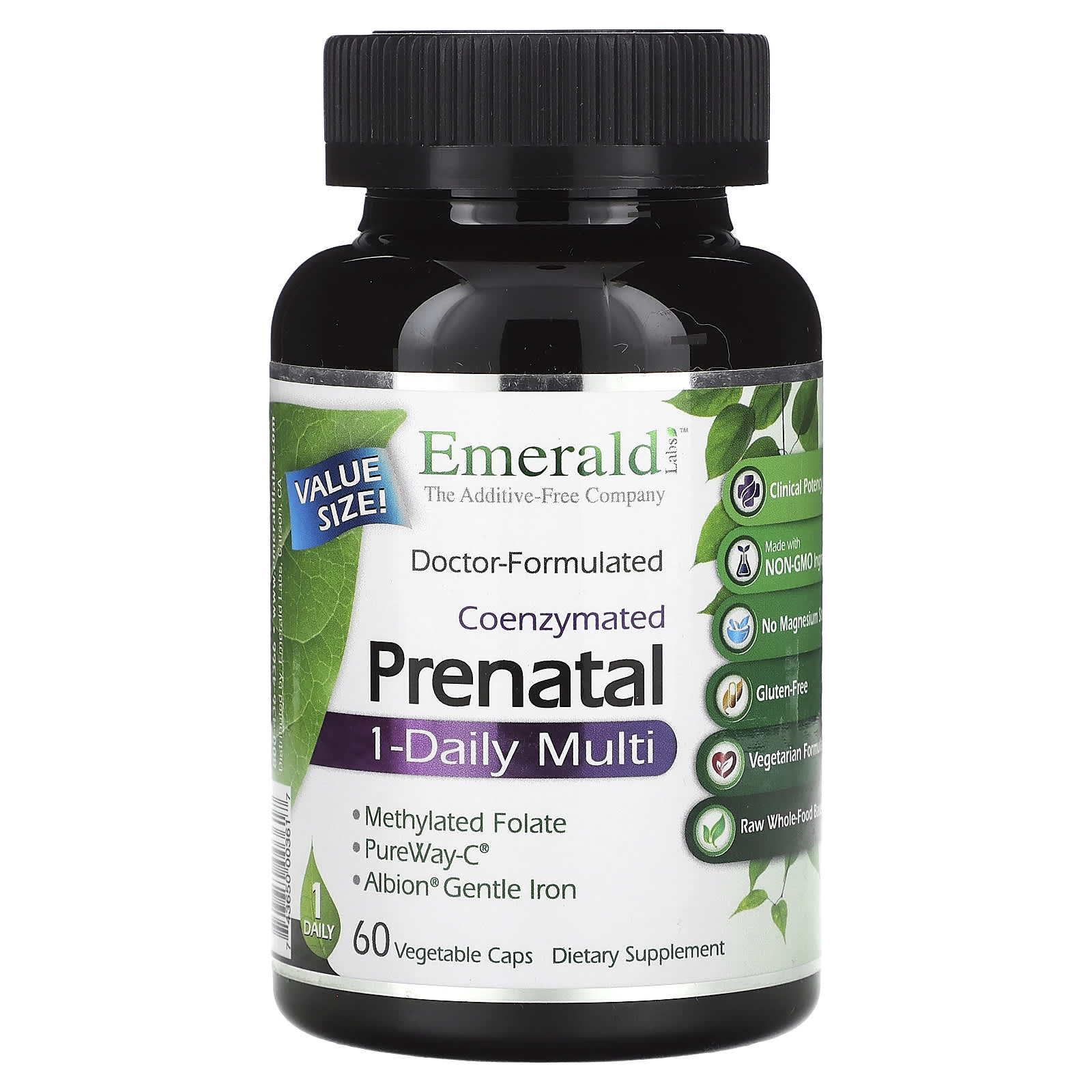 Emerald Laboratories CoEnzymated Prenatal 1-Daily Multi Vitamins 60 Capsules - Image 1