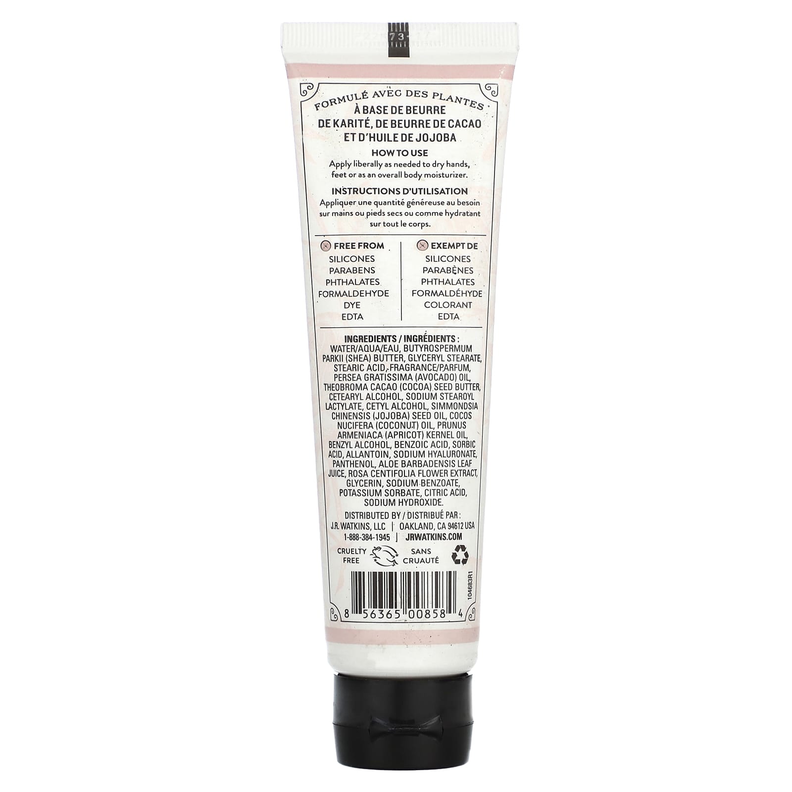 J R Watkins Hand Cream with Rosewater & Natural Butters, 3.3 oz - Image 2