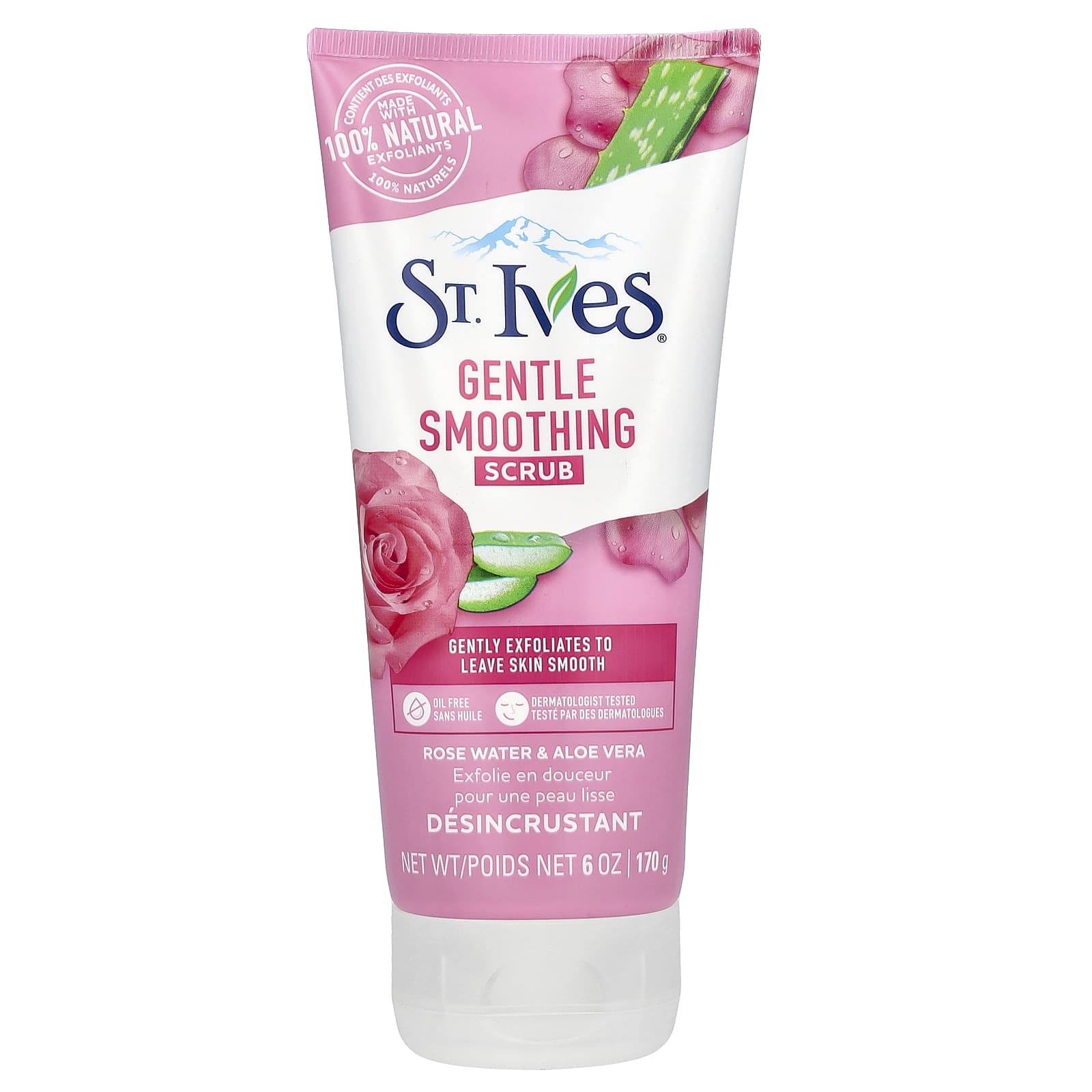 St. Ives, Gentle Smoothing Scrub, Rose Water & Aloe Vera, 6 oz (170 g) - Image 1