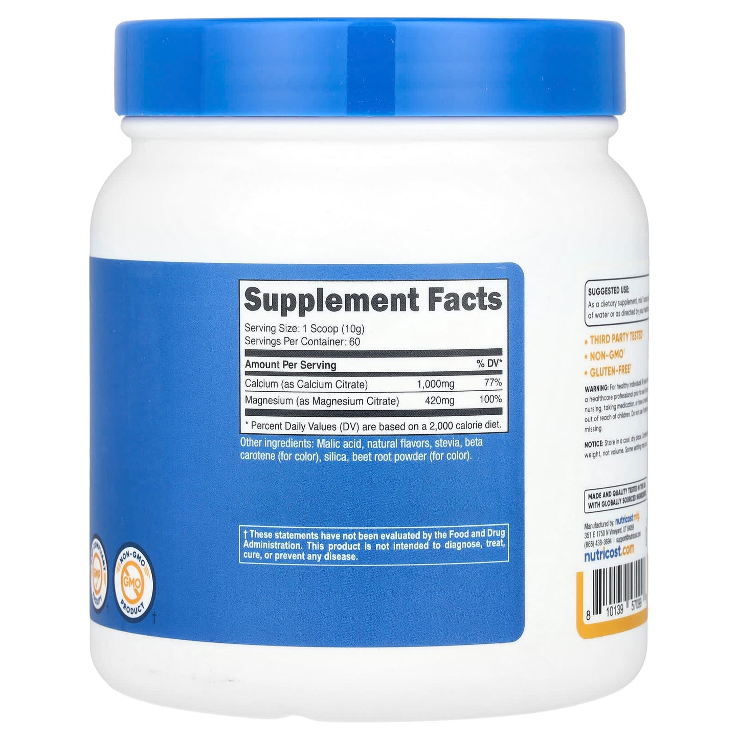 Nutricost, Calcium & Magnesium, Peach Mango , 21.4 oz (600 g) - Image 2