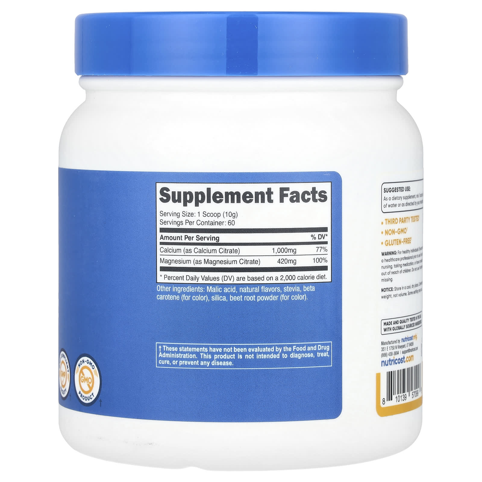 Nutricost, Calcium & Magnesium, Peach Mango , 21.4 oz (600 g) - Image 2