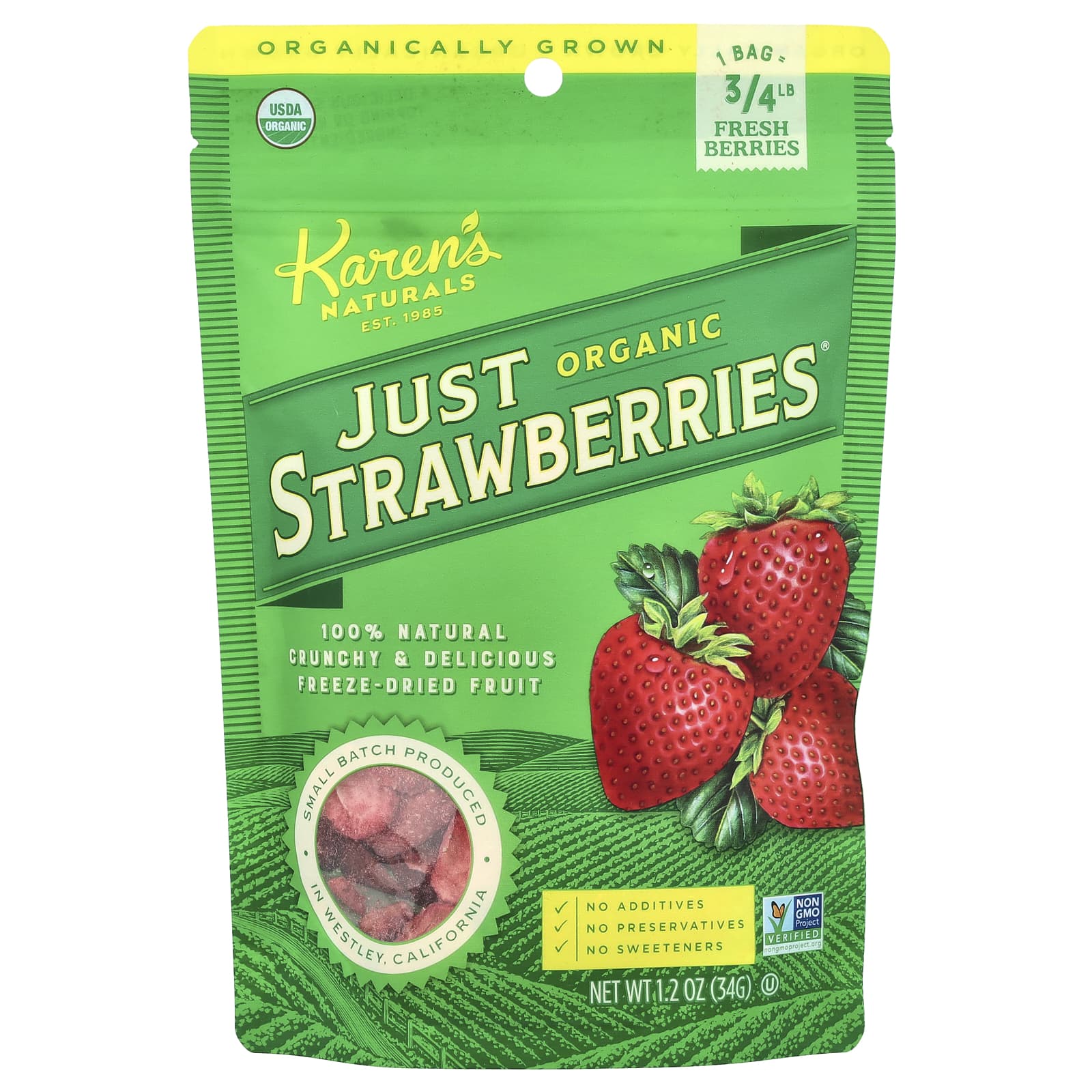 Karen's Naturals, Organic Just Strawberries, 1.2 oz (34 g) - Image 1