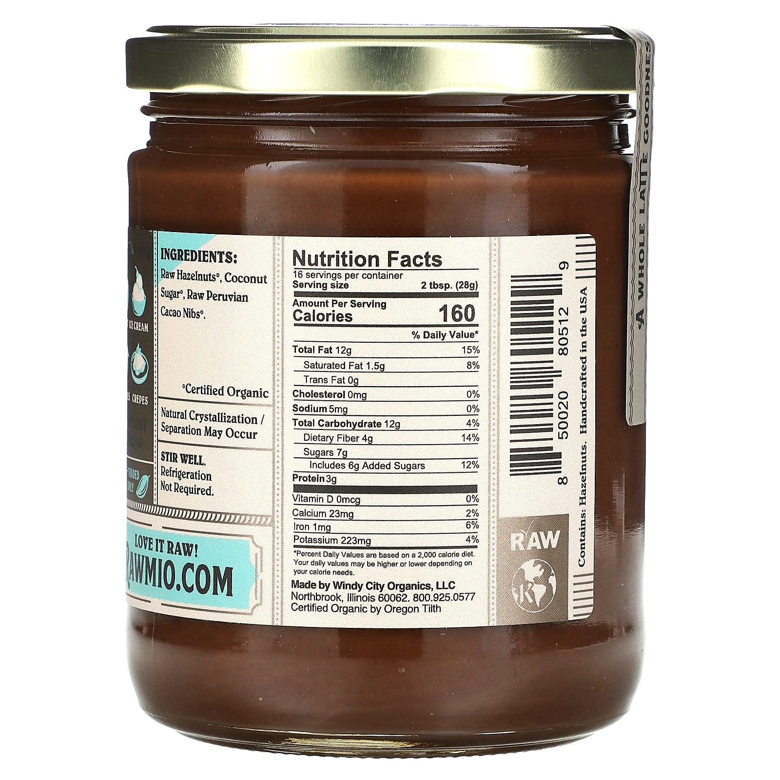 Rawmio, Chocolate Hazelnut Spread, 16 oz (454 g) - Image 2