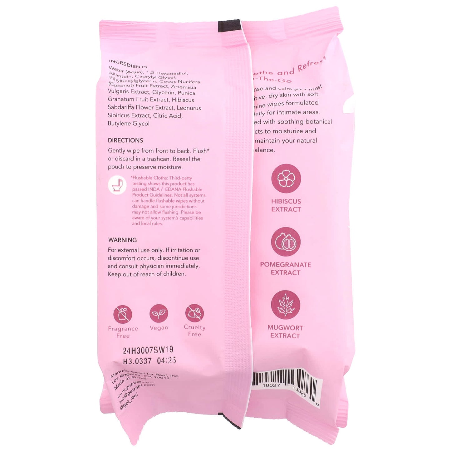 Rael, Soothing Feminine Wipes, Fragrance Free, 30 Count - Image 2