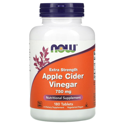 NOW Foods, Apple Cider Vinegar, Extra Strength, 750 mg, 180 Tablets - Image 1
