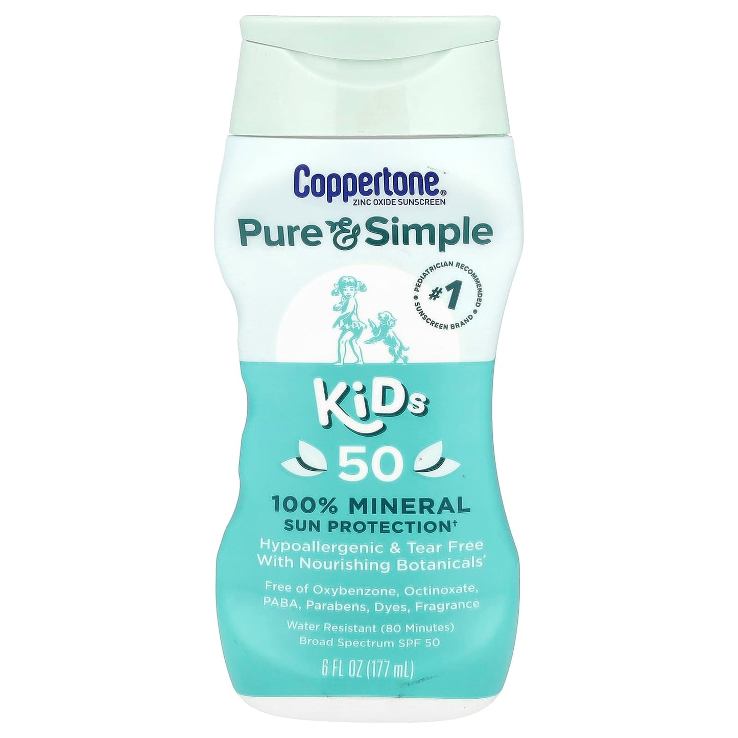 Coppertone Pure & Simple Kids SPF 50 Sunscreen - 6 fl oz - Image 1
