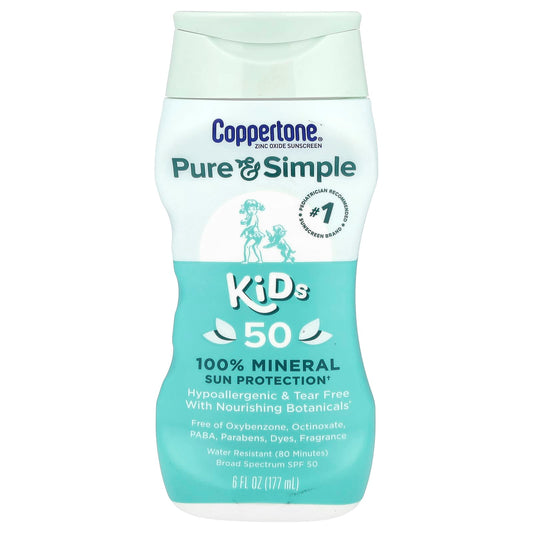 Coppertone Pure & Simple Kids SPF 50 Sunscreen - 6 fl oz - Image 1