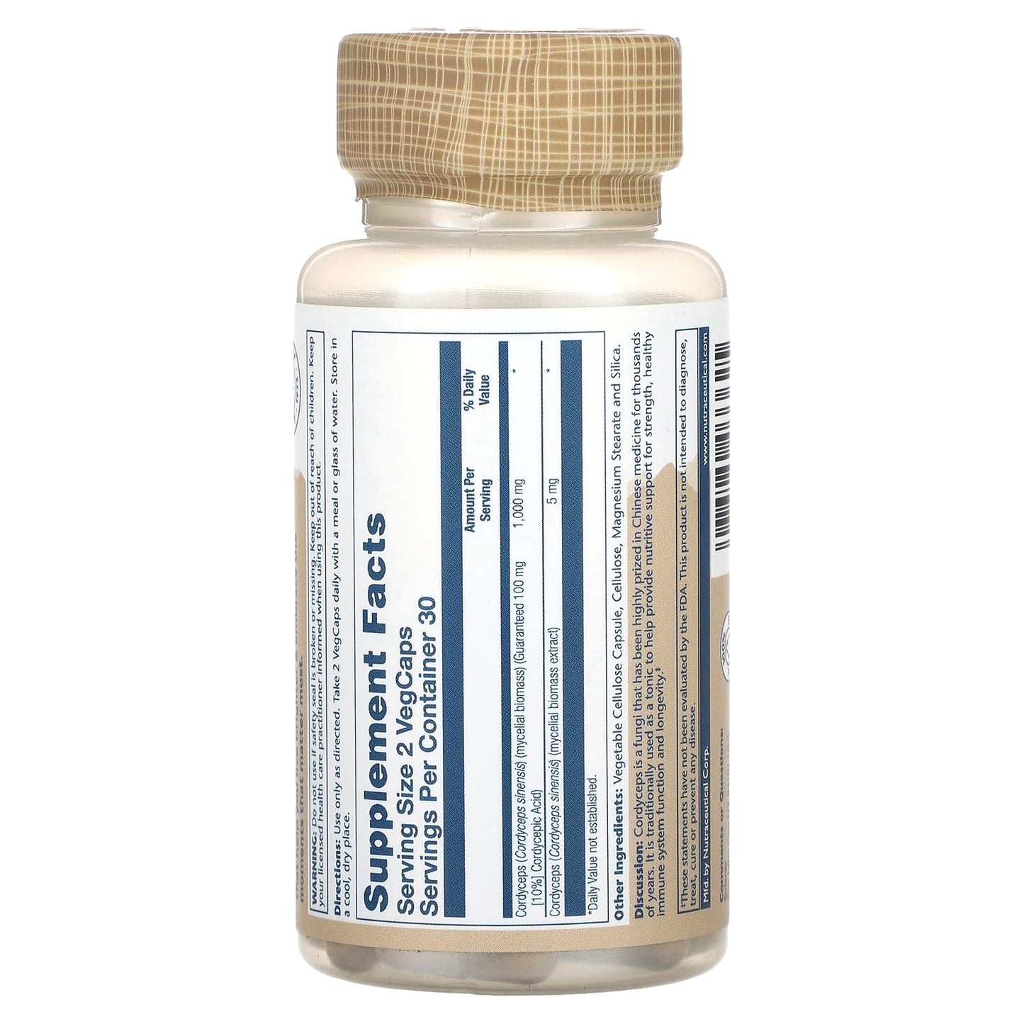 Solaray, Mushrooms, Cordyceps, 60 VegCaps - Image 2