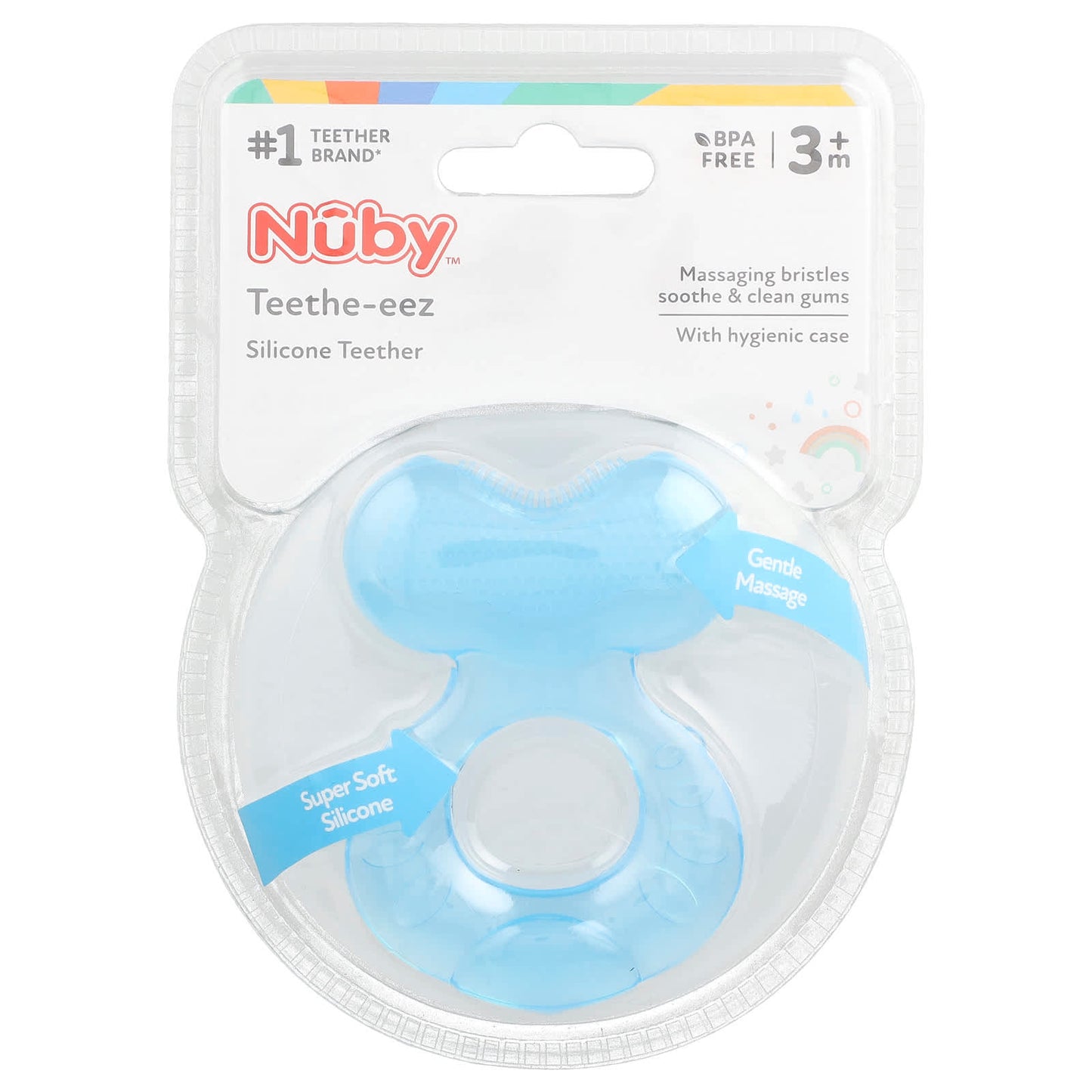 Nuby, Teethe-eez, Silicone Teether, 3+ Months, Blue, 1 Count - Image 1