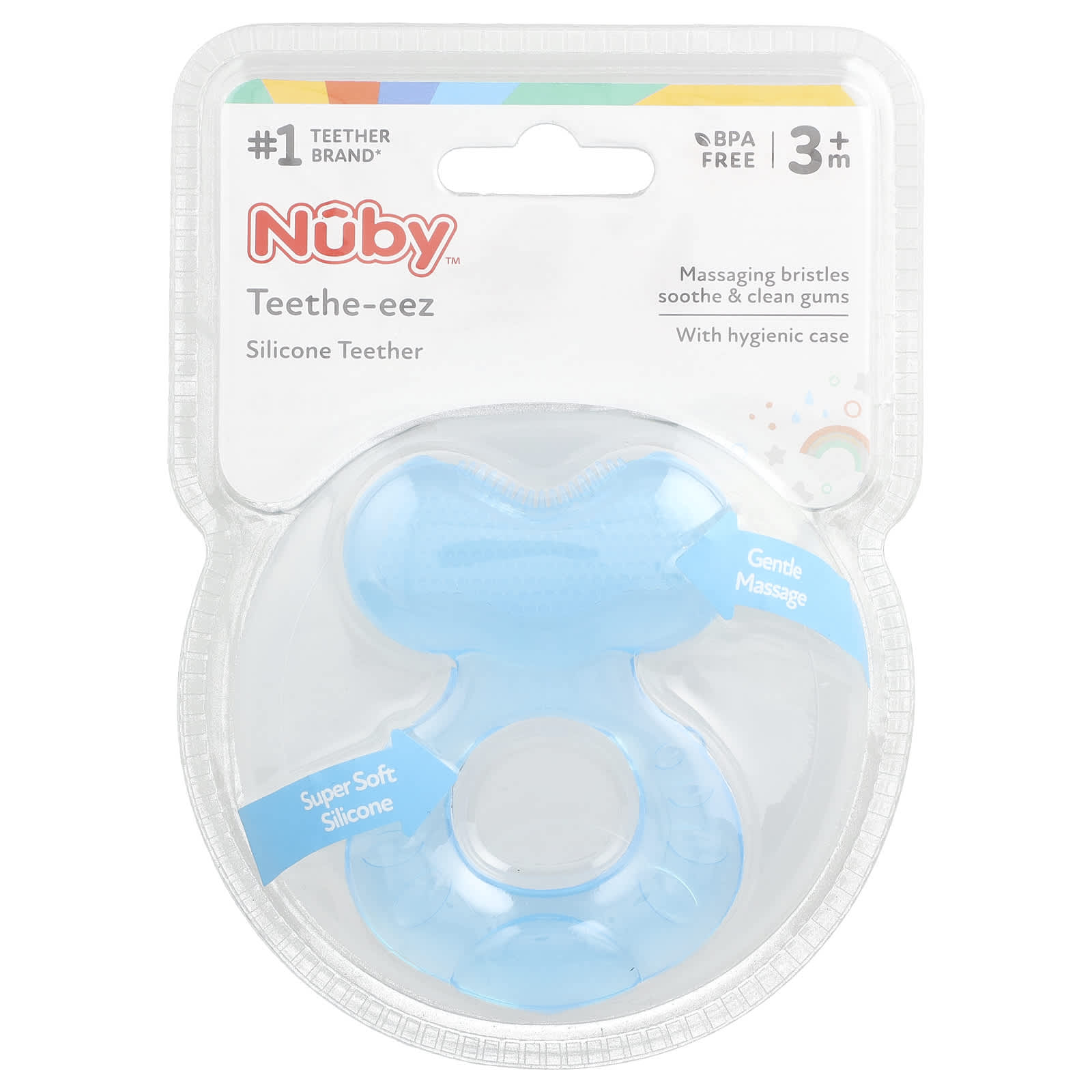 Nuby, Teethe-eez, Silicone Teether, 3+ Months, Blue, 1 Count - Image 1