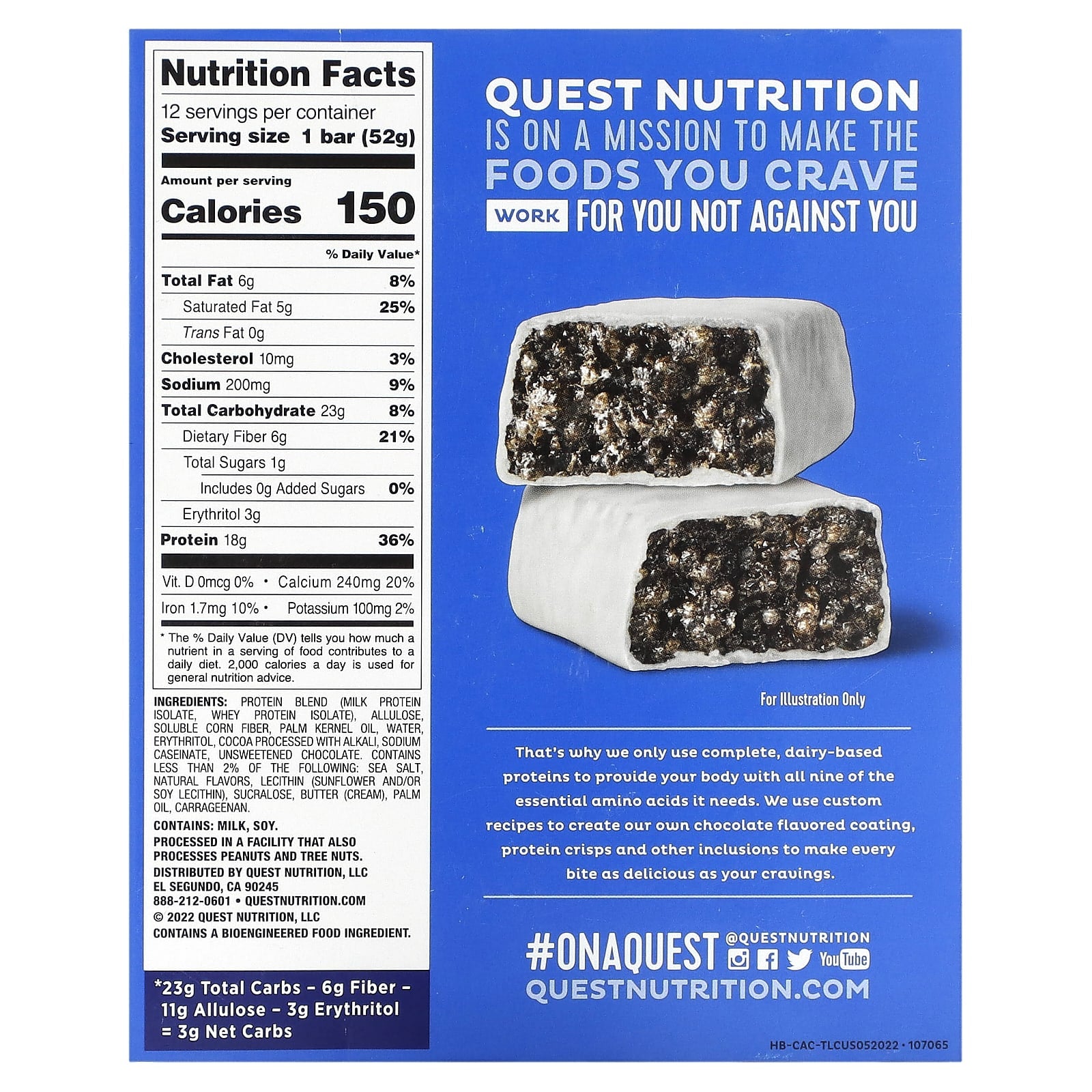 Quest Nutrition, Hero Protein Bar, Crispy Cookies & Cream, 12 Bars, 1.83 oz (52 g) Each - Image 2