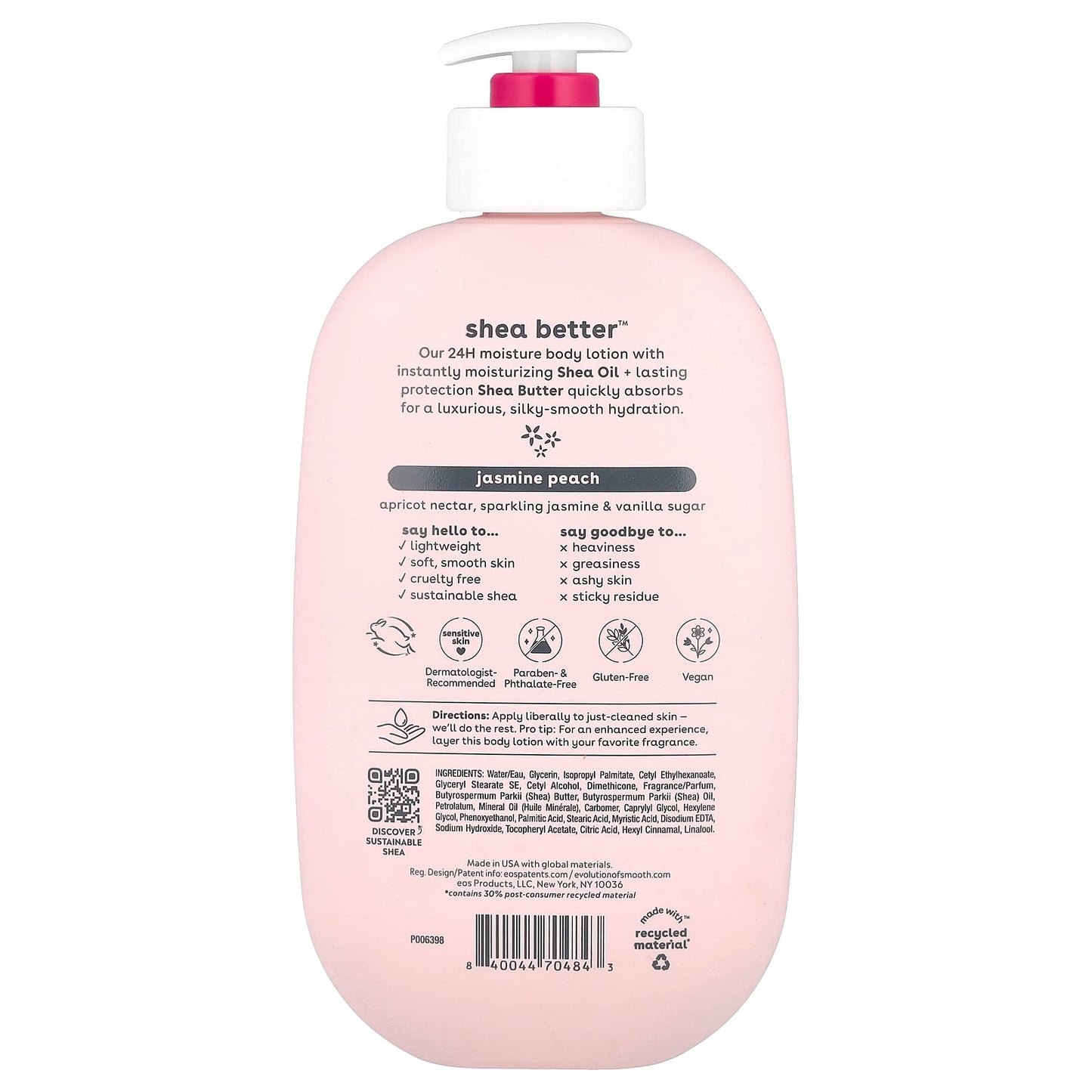 EOS 24H Moisture Body Lotion, Jasmine Peach, Sensitive Skin, Cruelty-Free - Image 2