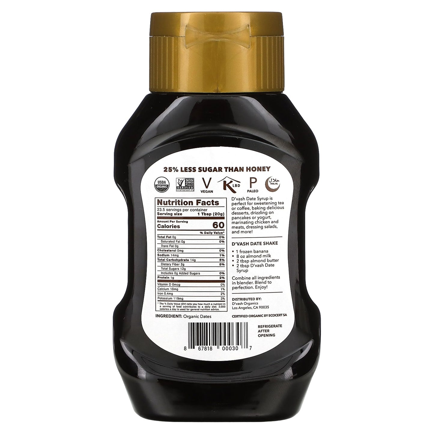 Organic Date Syrup by D'vash Organics - USDA Certified | 16.6 oz - Image 2