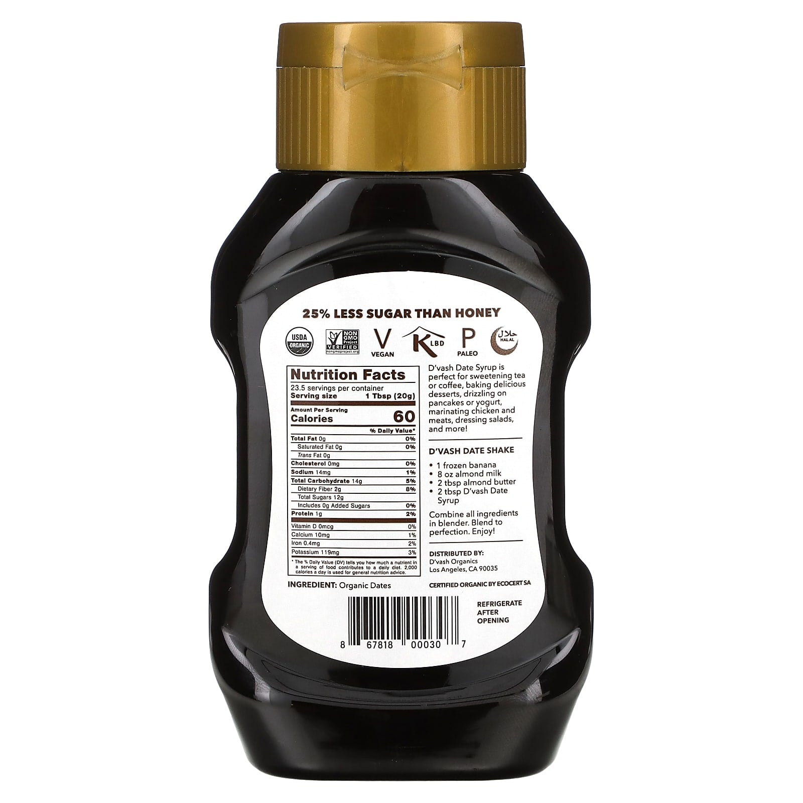 Organic Date Syrup by D'vash Organics - USDA Certified | 16.6 oz - Image 2