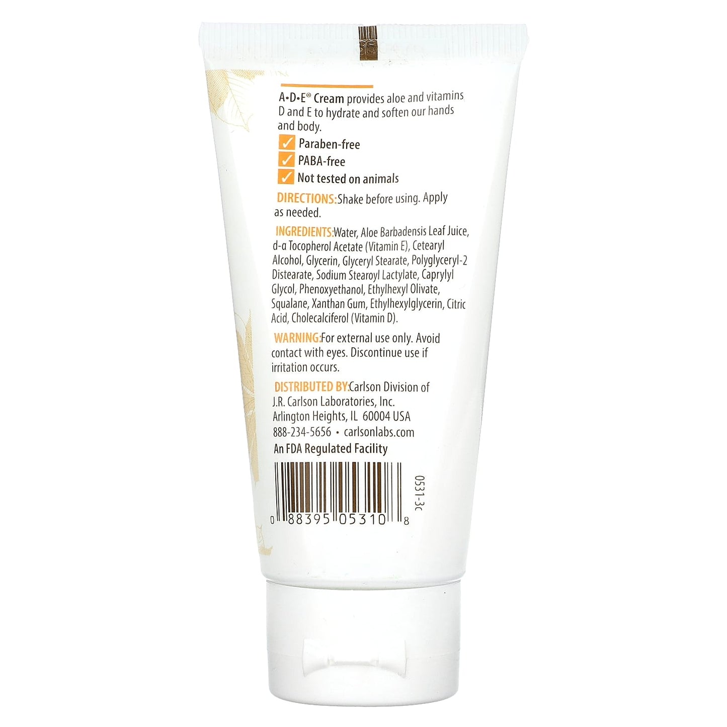 Unscented Hand & Body Cream with Vitamins D & E by Carlson - 2 oz (56 g) - Image 2