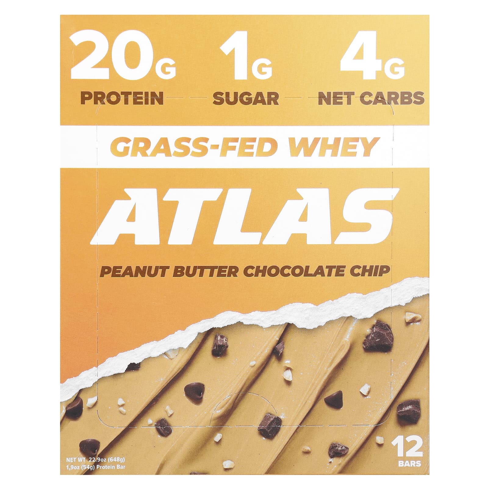 Grass-Fed Peanut Butter Chocolate Chip Protein Bars by Atlas Bar - Image 1