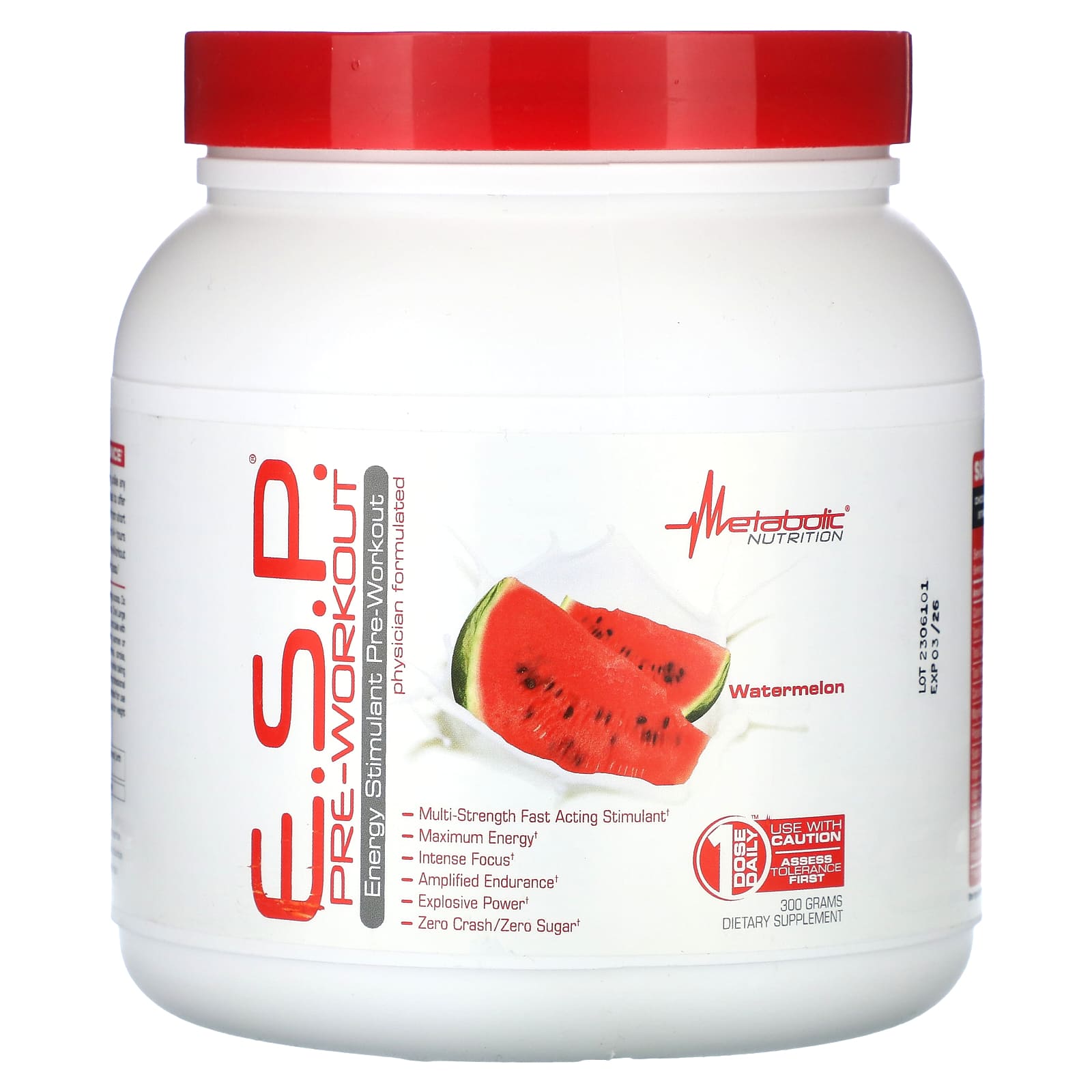 Metabolic Nutrition, E.S.P. Pre-Workout, Watermelon, 300 g - Image 1