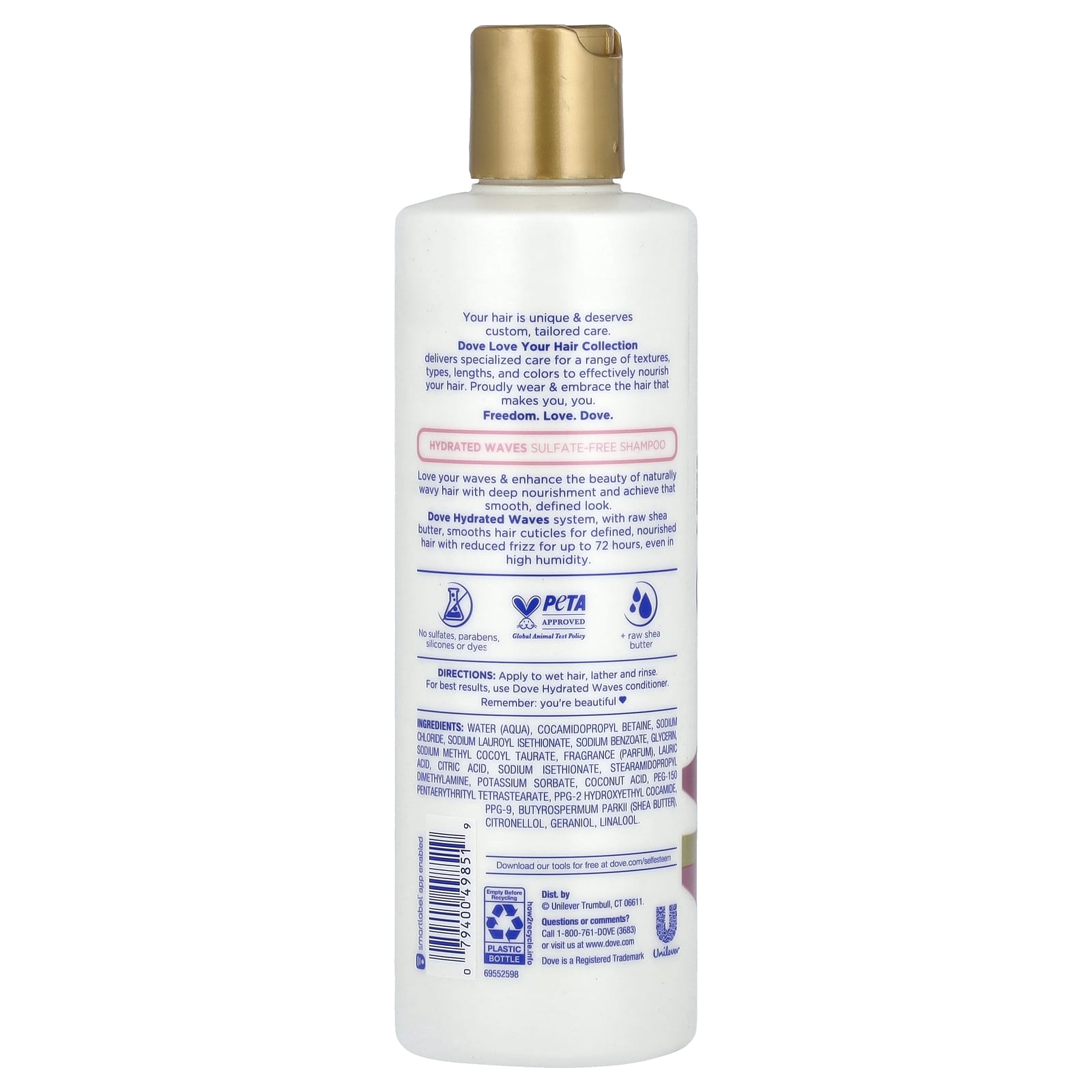 Dove Sulfate-Free Shampoo for Wavy Hair, 13.5 fl oz (400 ml) - Image 2